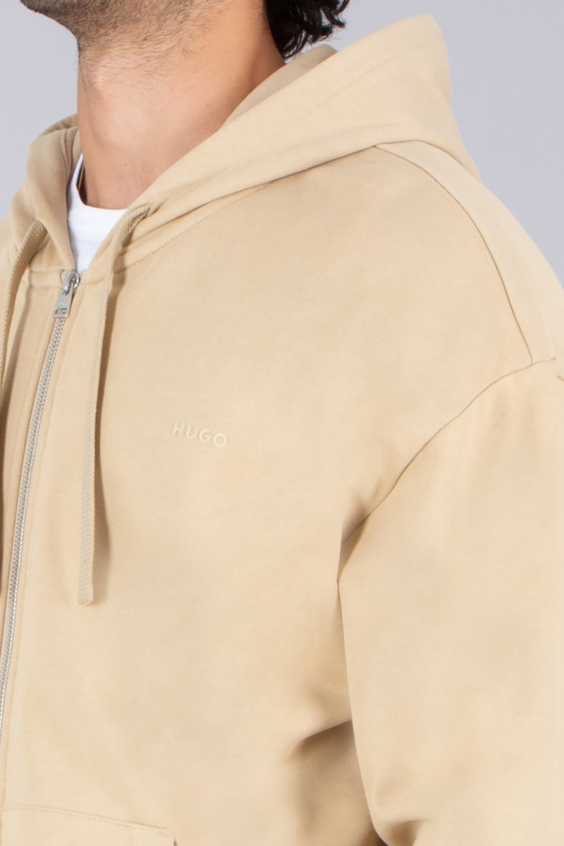 HUGO Relaxed Fit Cotton French Terry Zip-Up Hoodie Dapozip Mantel, Fleece, Erwachsener, Mann, Person