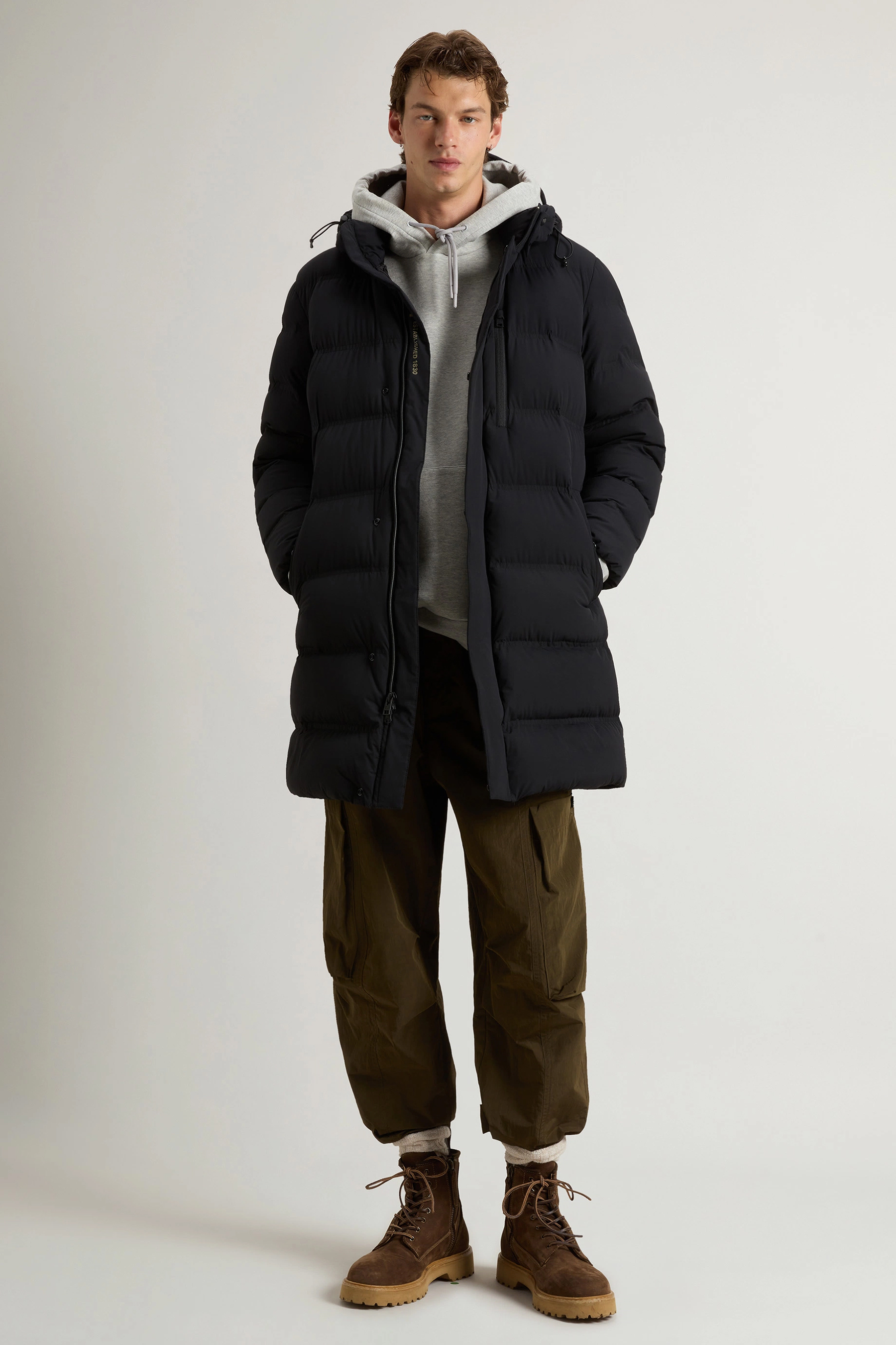 WOOLRICH Regular Fit Matt Stretch Nylon Long Puffer Jacket Mantel, Jacke, Mann, Person