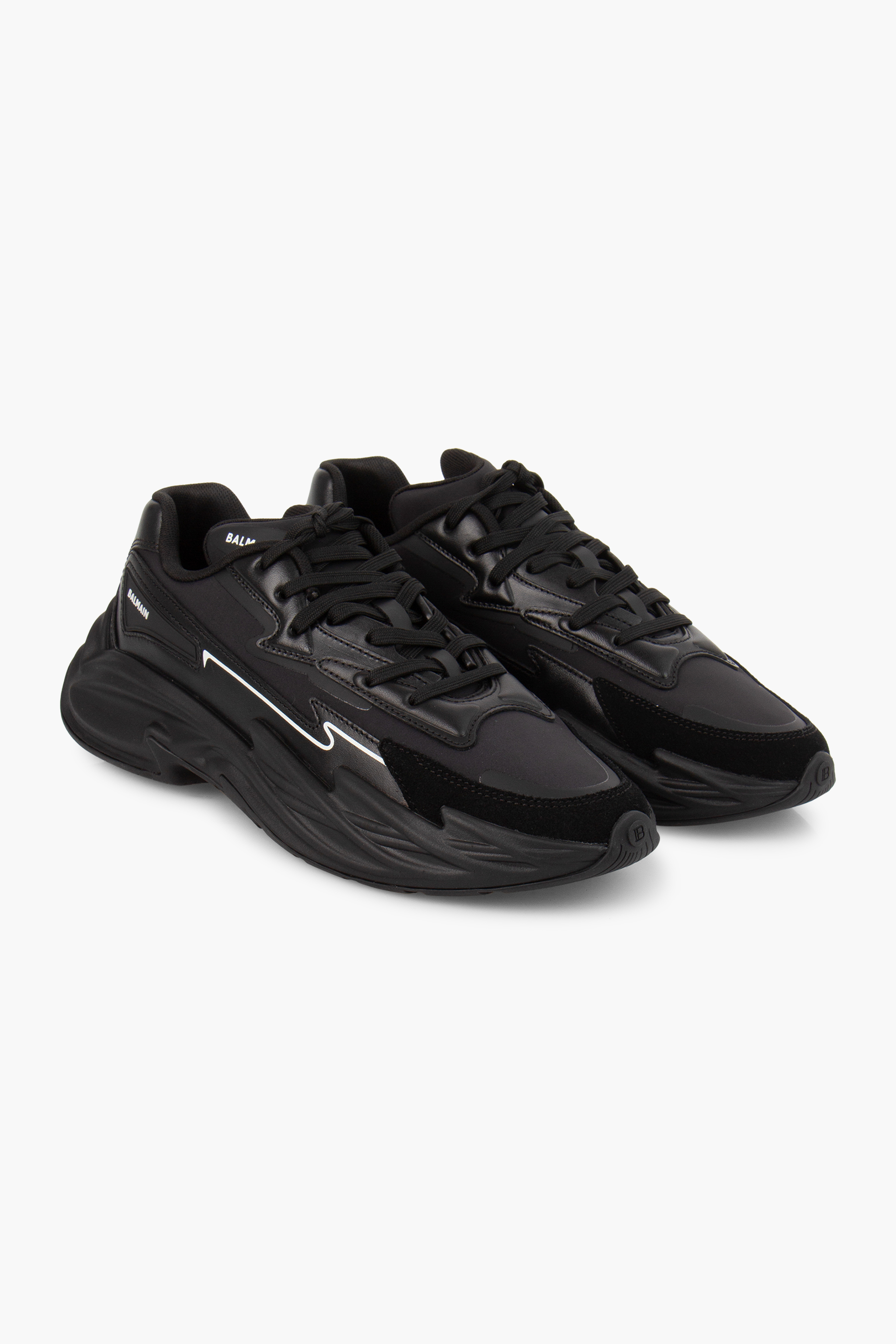 BALMAIN Low Top Faux Leather Sneakers Run-Row BALMAIN Low Top Faux Leather Sneakers Run-Row