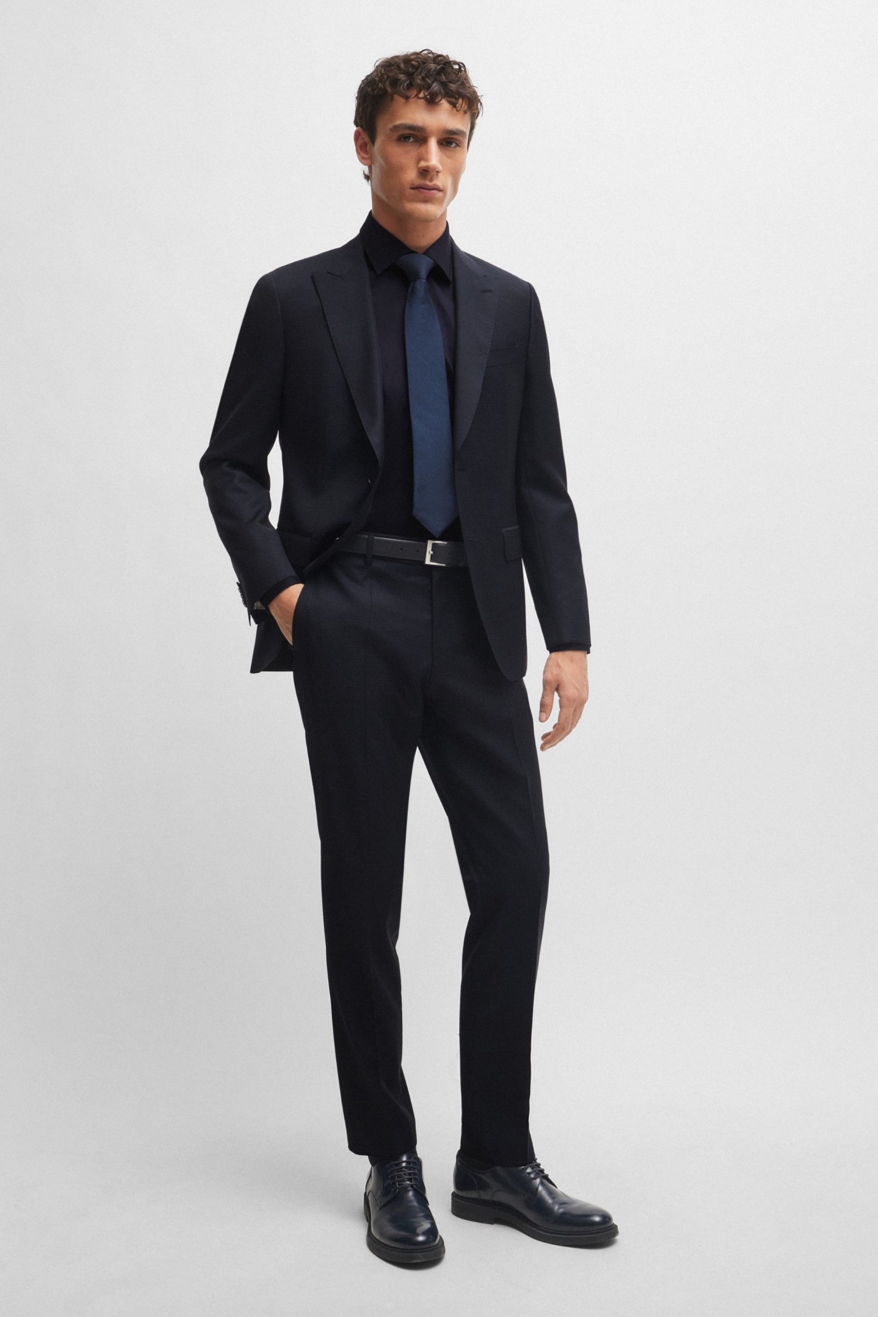 BOSS Micro Patterned Slim Fit Virgin Wool Suit H-Huge