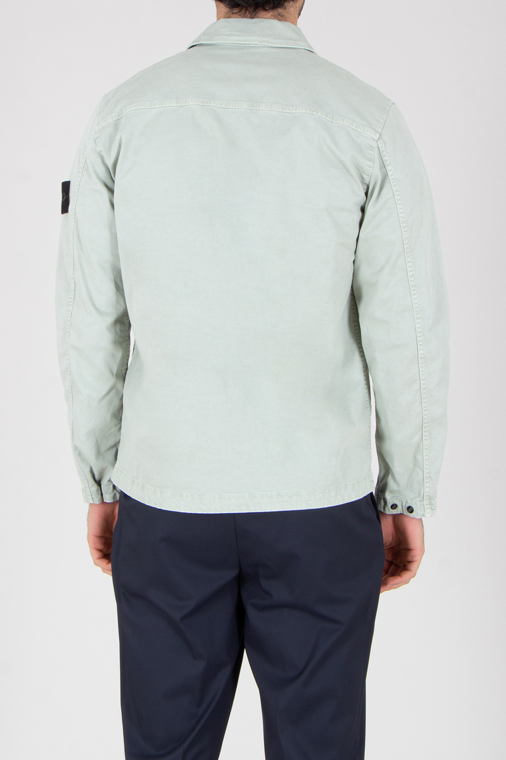 STONE ISLAND Regular Fit OLD Effect Organic Cotton Stretch Broken Twill Zip-Up Overshirt