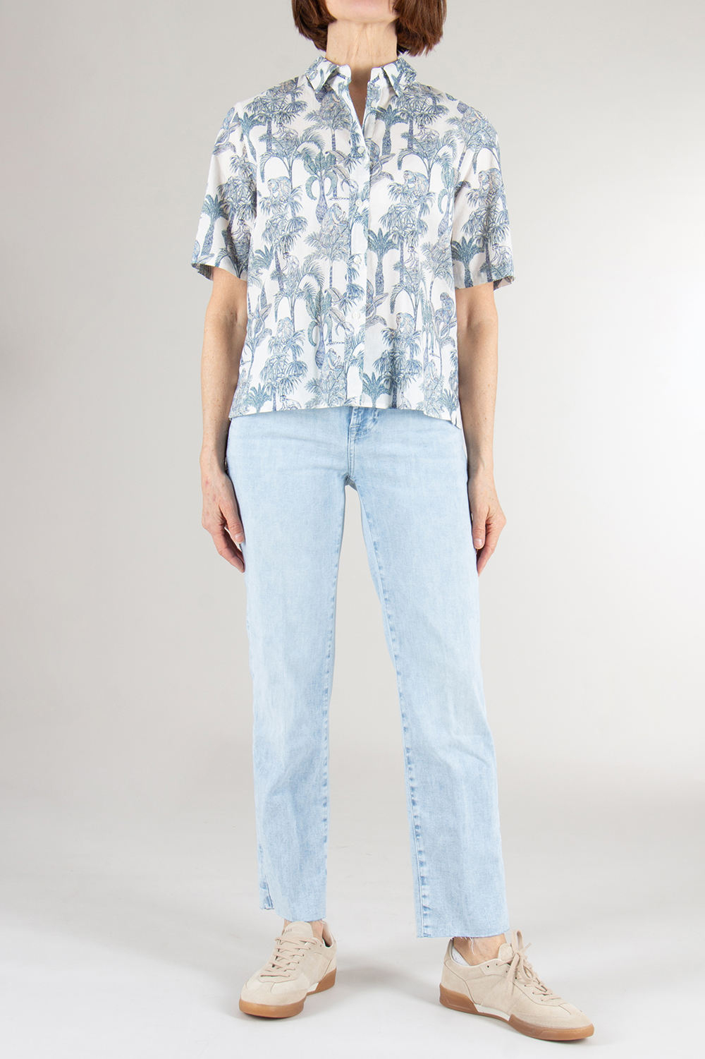 0039 ITALY Relaxed Fit patterned Cotton Blouse 