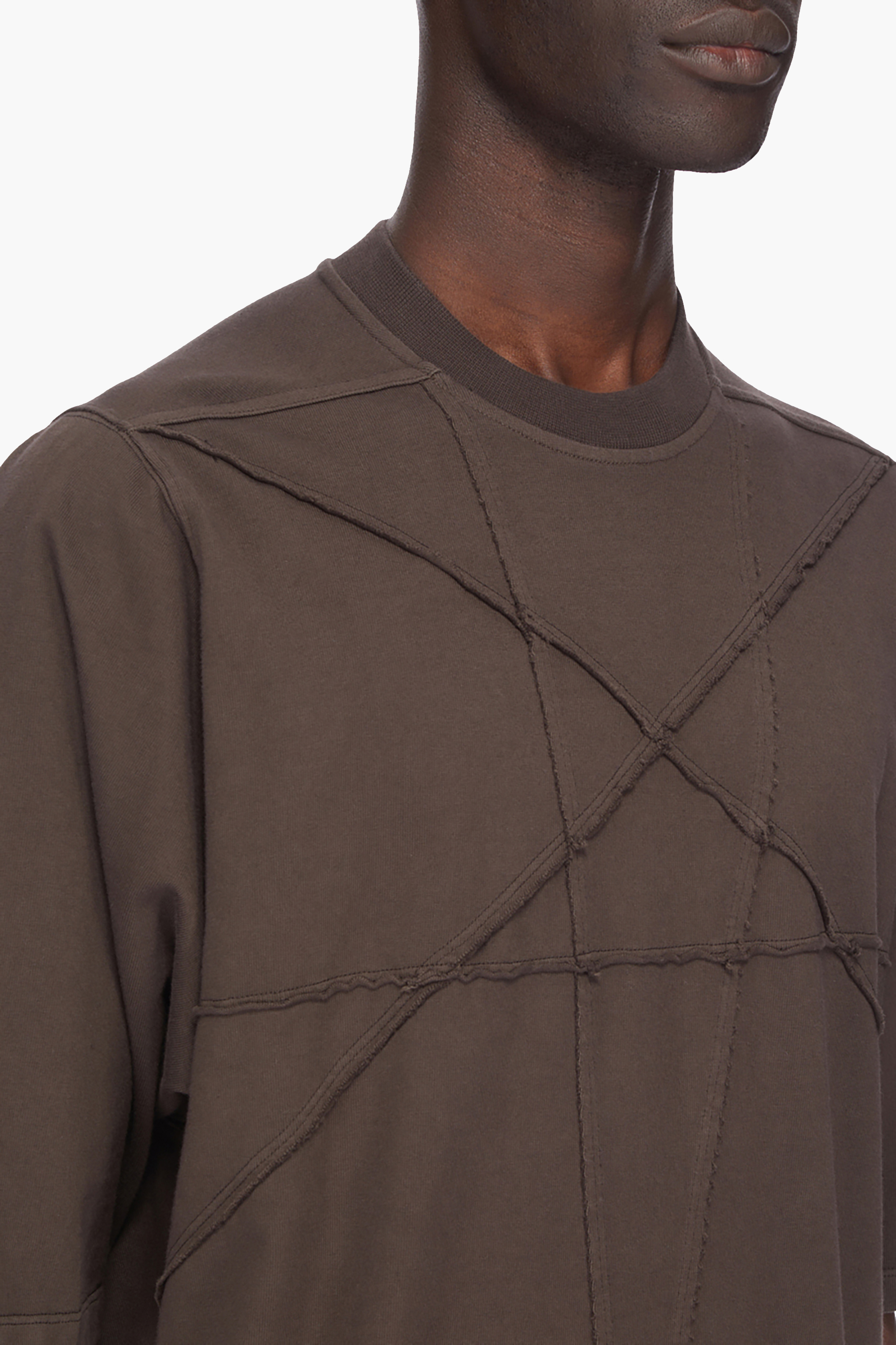 RICK OWENS DRKSHDW Oversized Fit Graphic Stitching Compact Heavy Organic Cotton Jersey Jumbo Short Sleeve T-Shirt Langarm, Pullover, Sweatshirt, Mann, Person