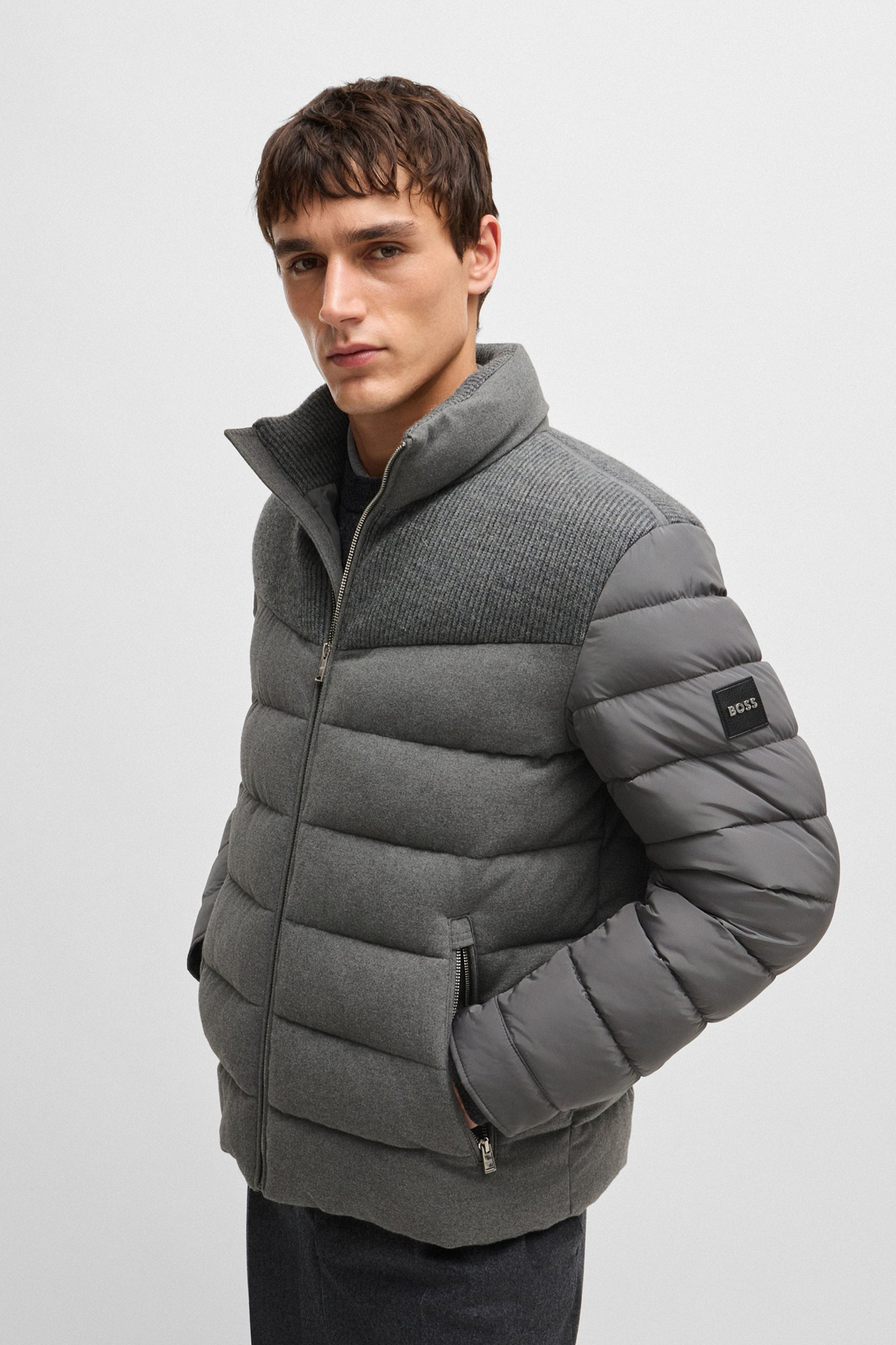 BOSS Padded Mixed Material Jacket H-Clanello BOSS Padded Mixed Material Jacket H-Clanello