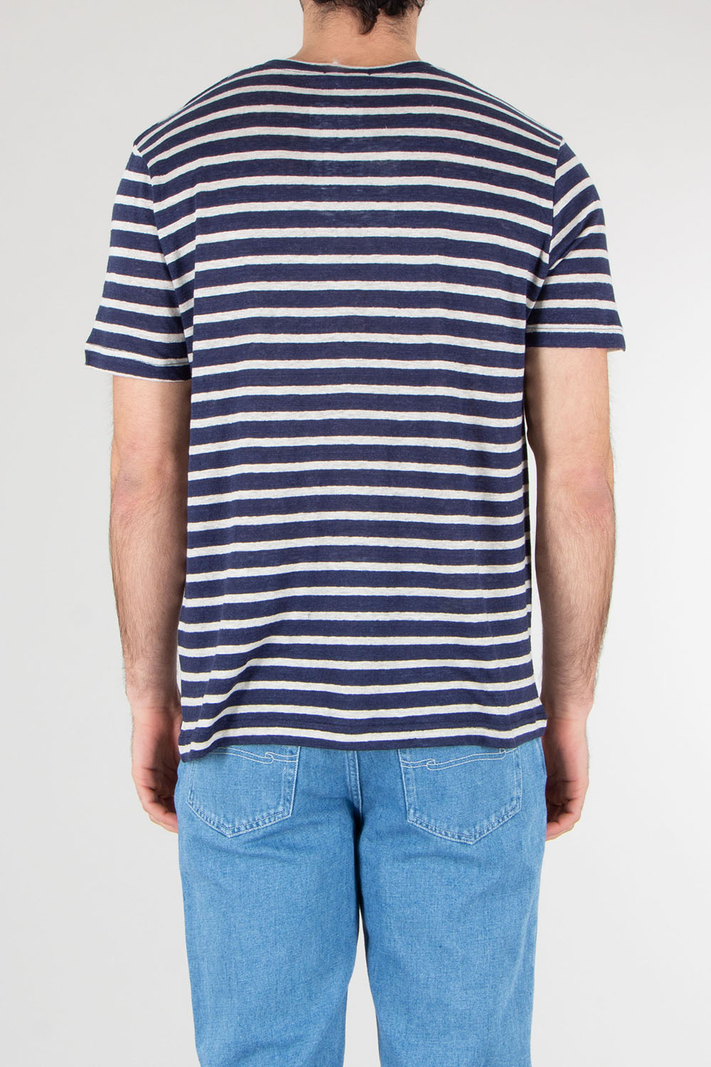STEFAN BRANDT Regular Fit Striped Linen Jersey T-Shirt Enno