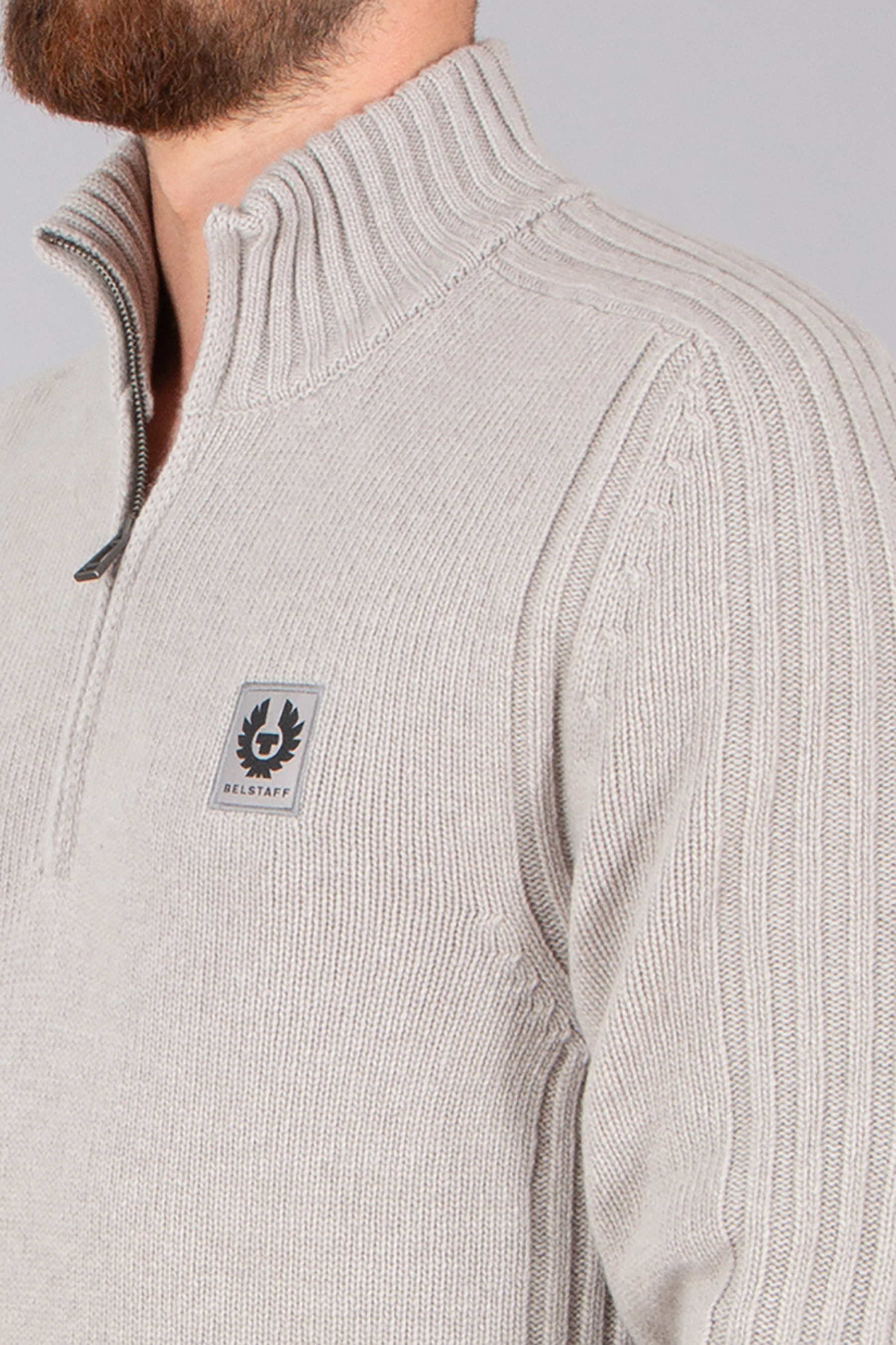 BELSTAFF Regular Fit Lambswool Quarter-Zip Sweater Watch Strickwaren, Pullover, Erwachsener, Mann, Person