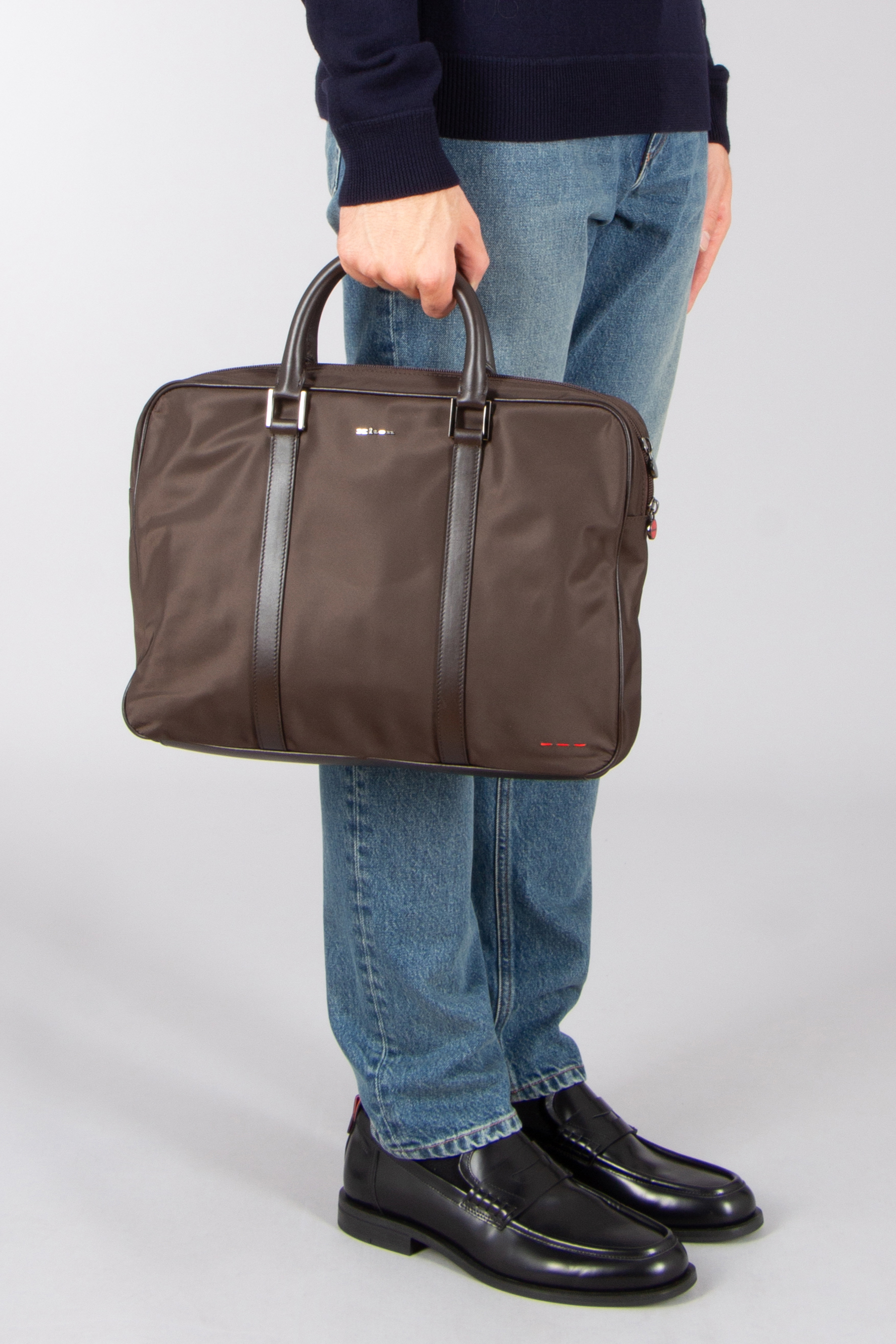 KITON Nylon Blend Slim Business Bag Tasche, Handtasche, Schuh, Tragetasche, Aktentasche