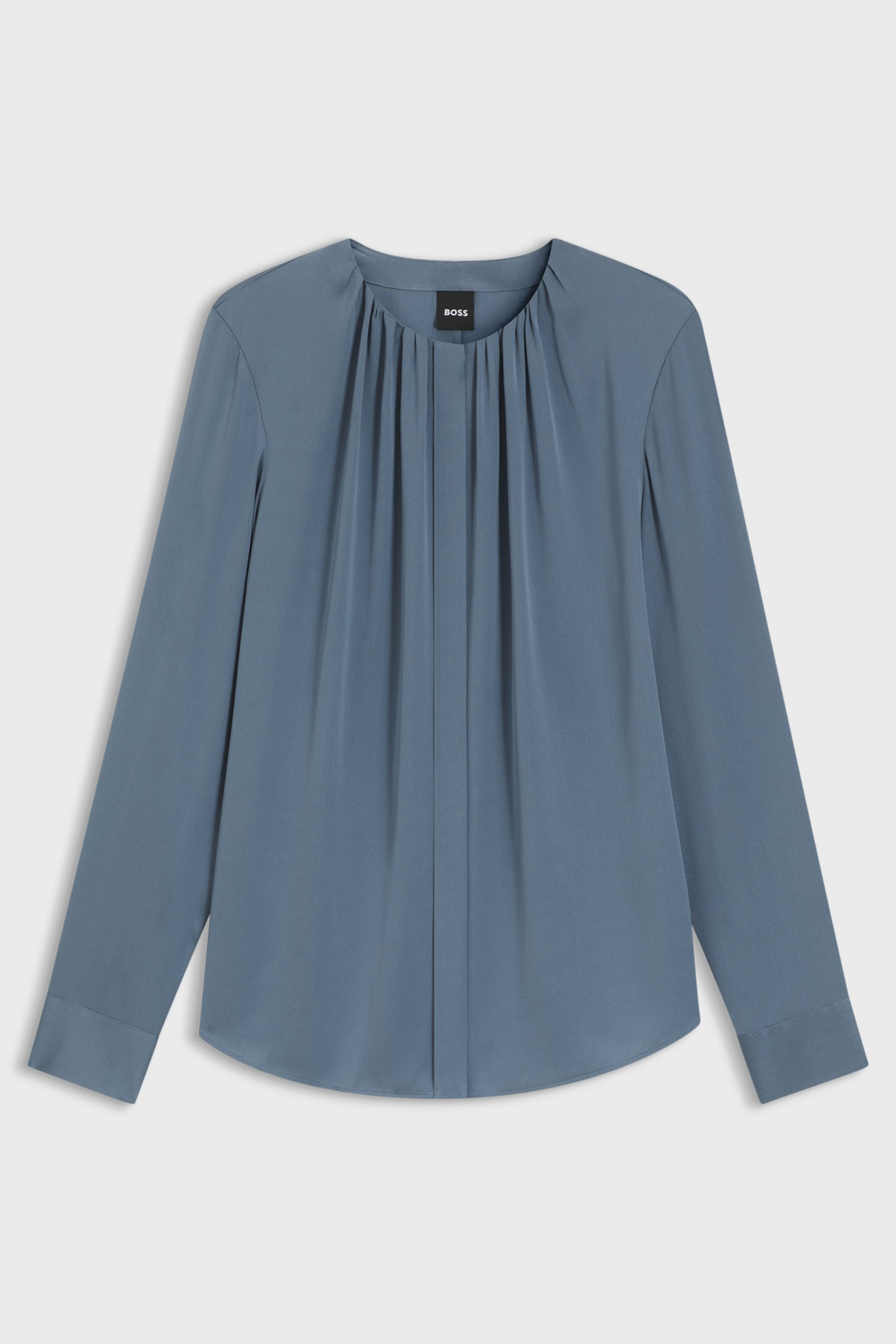 BOSS Regular Fit Stretch Silk Blouse Banorah Bluse, Kleidung, Langarm, Ärmel