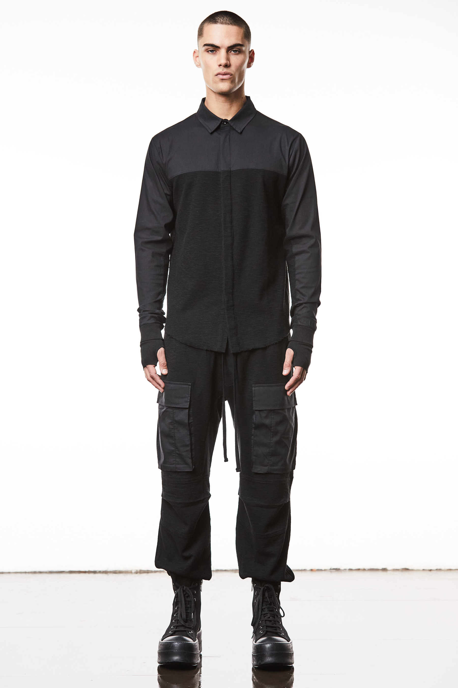 THOM KROM Slim Fit Matmix Washed Crashed Cotton Shirt THOM KROM Slim Fit Matmix Washed Crashed Cotton Shirt
