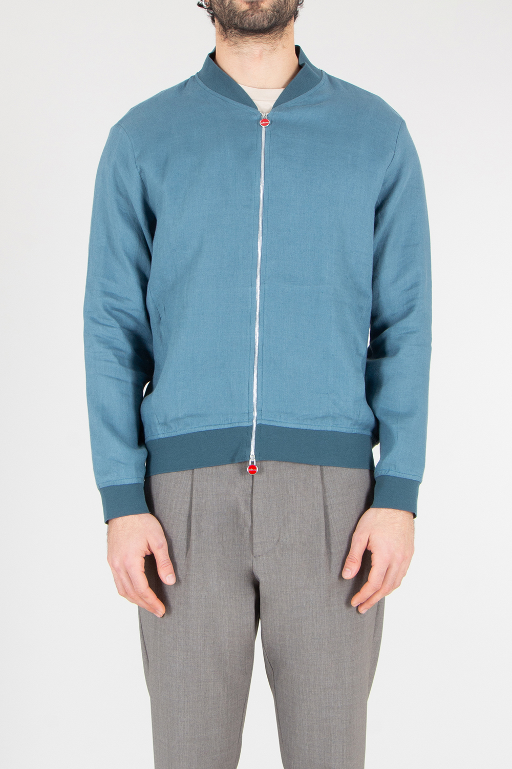 KITON Regular Fit Linen Bomber Jacket