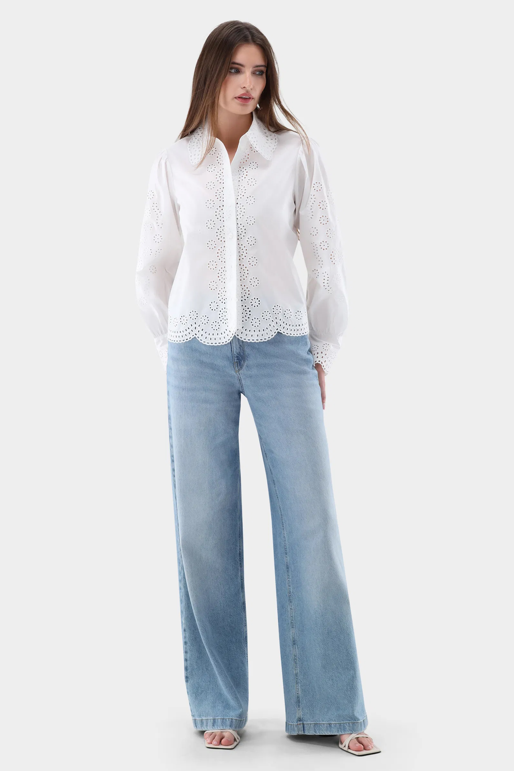 Hosen, Bluse, Jeans, Langarm, Person