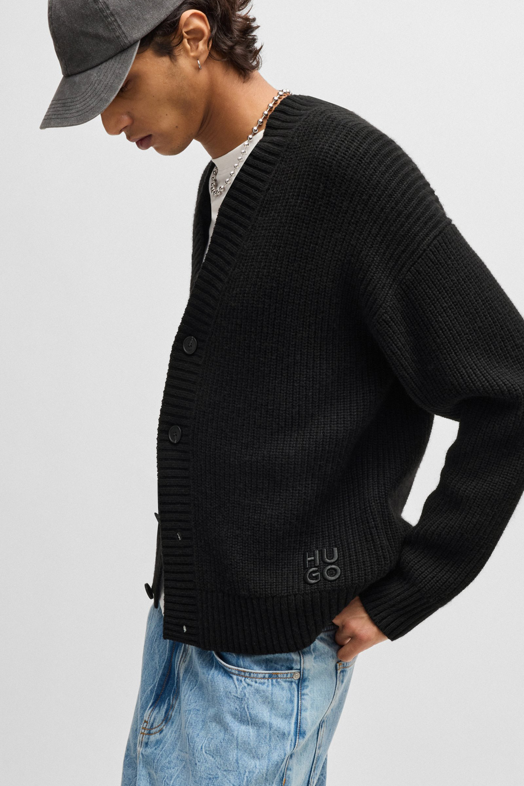 HUGO Oversized Wool-Alpaca Blend Cardigan Supro HUGO Oversized Wool-Alpaca Blend Cardigan Supro