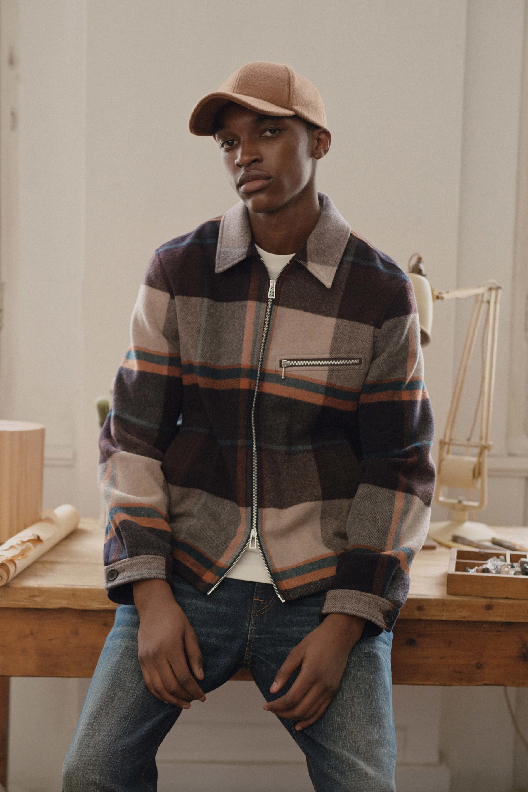 PAUL SMITH 'Signature Stripe' Trim Wool Cap PAUL SMITH 'Signature Stripe' Trim Wool Cap