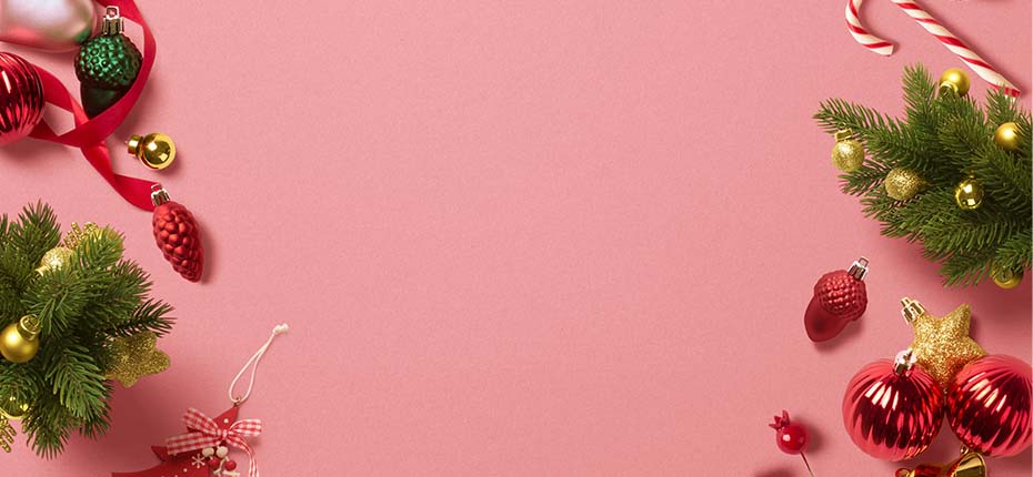 Weihnachtsbanner, Weihnachtsbaumkugeln, Zuckerstangen