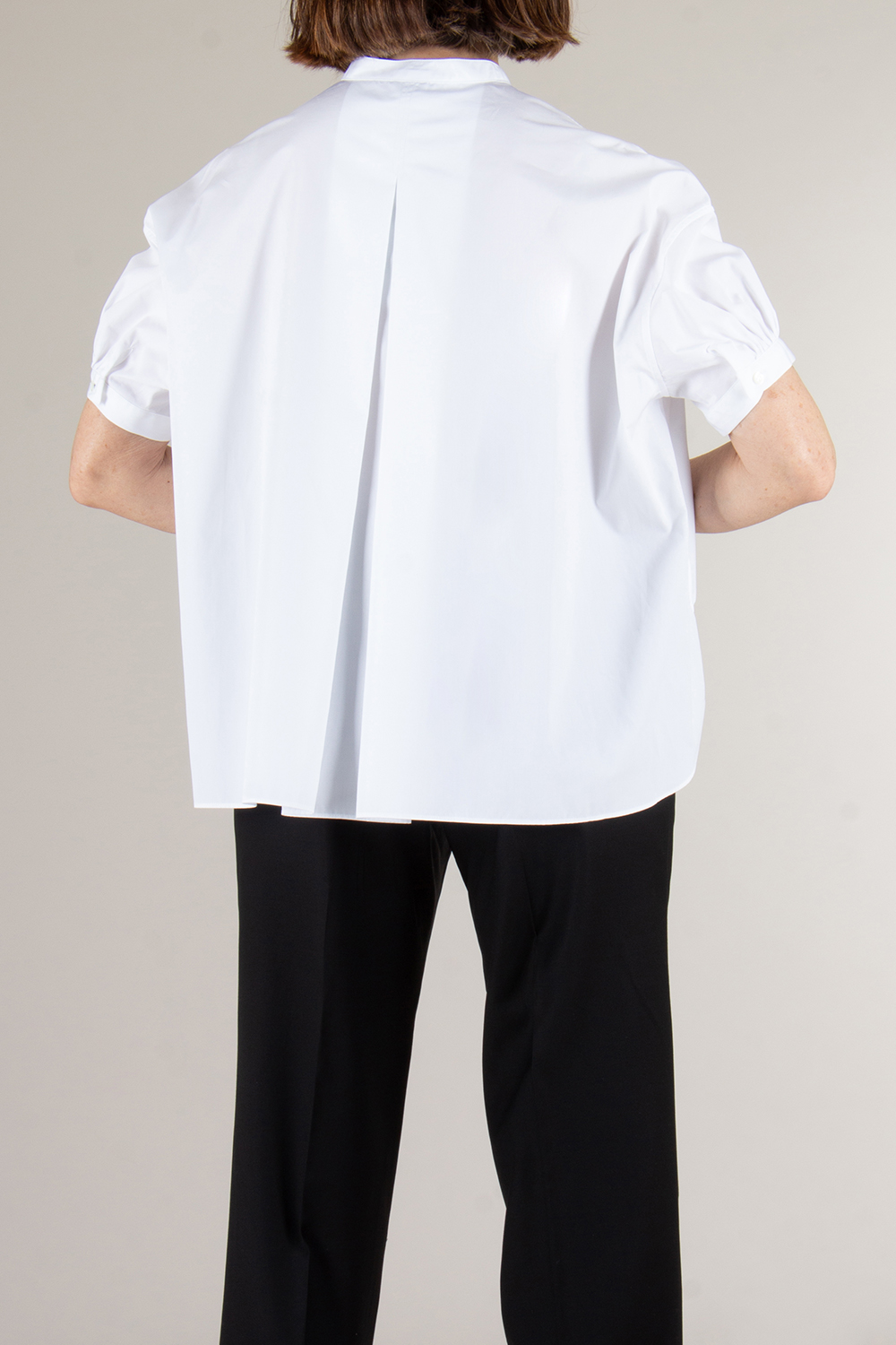 ASPESI Loose Fit Mandarin Collar Cotton Poplin Blouse