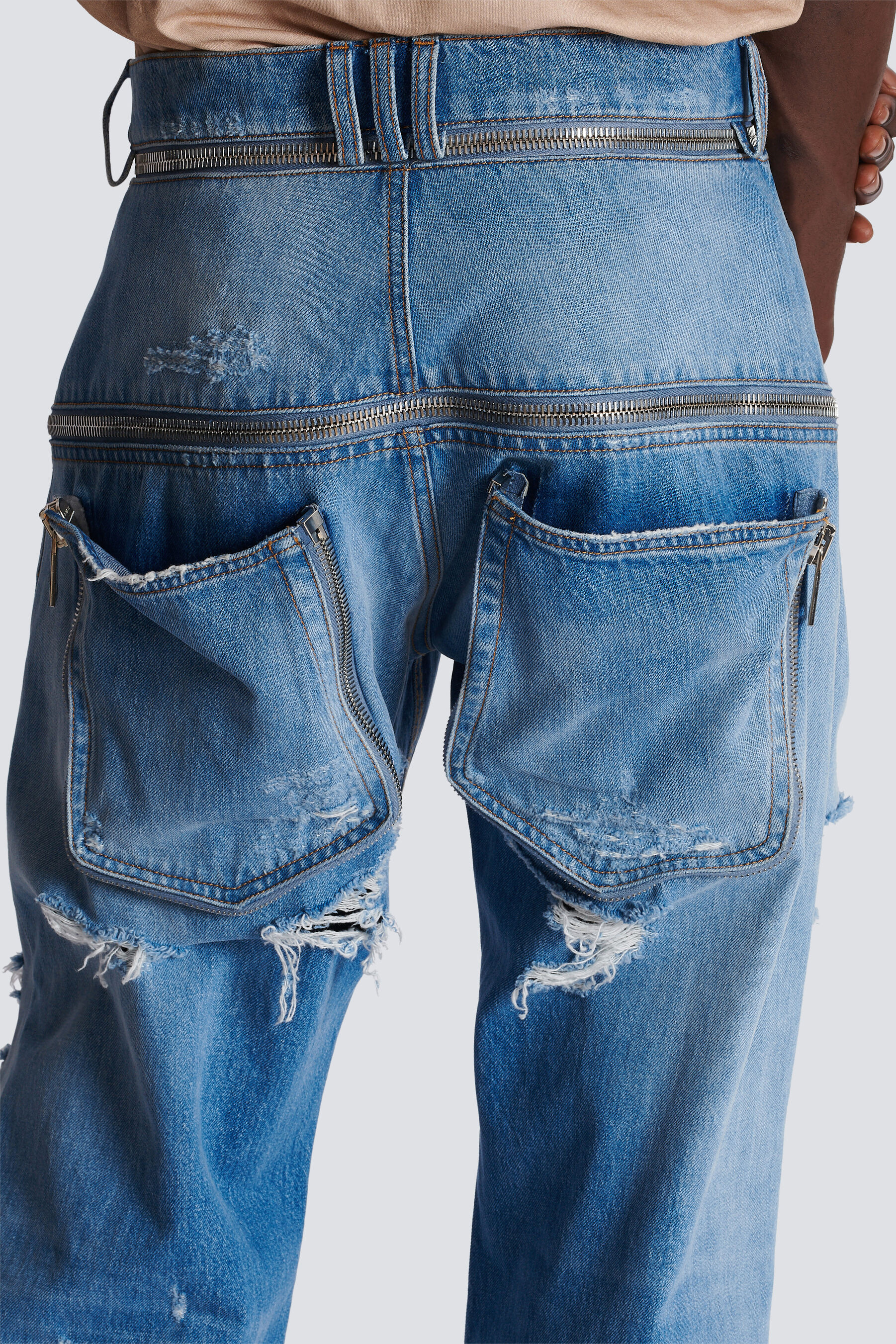 BALMAIN Distressed Cotton Denim Jeans BALMAIN Distressed Cotton Denim Jeans
