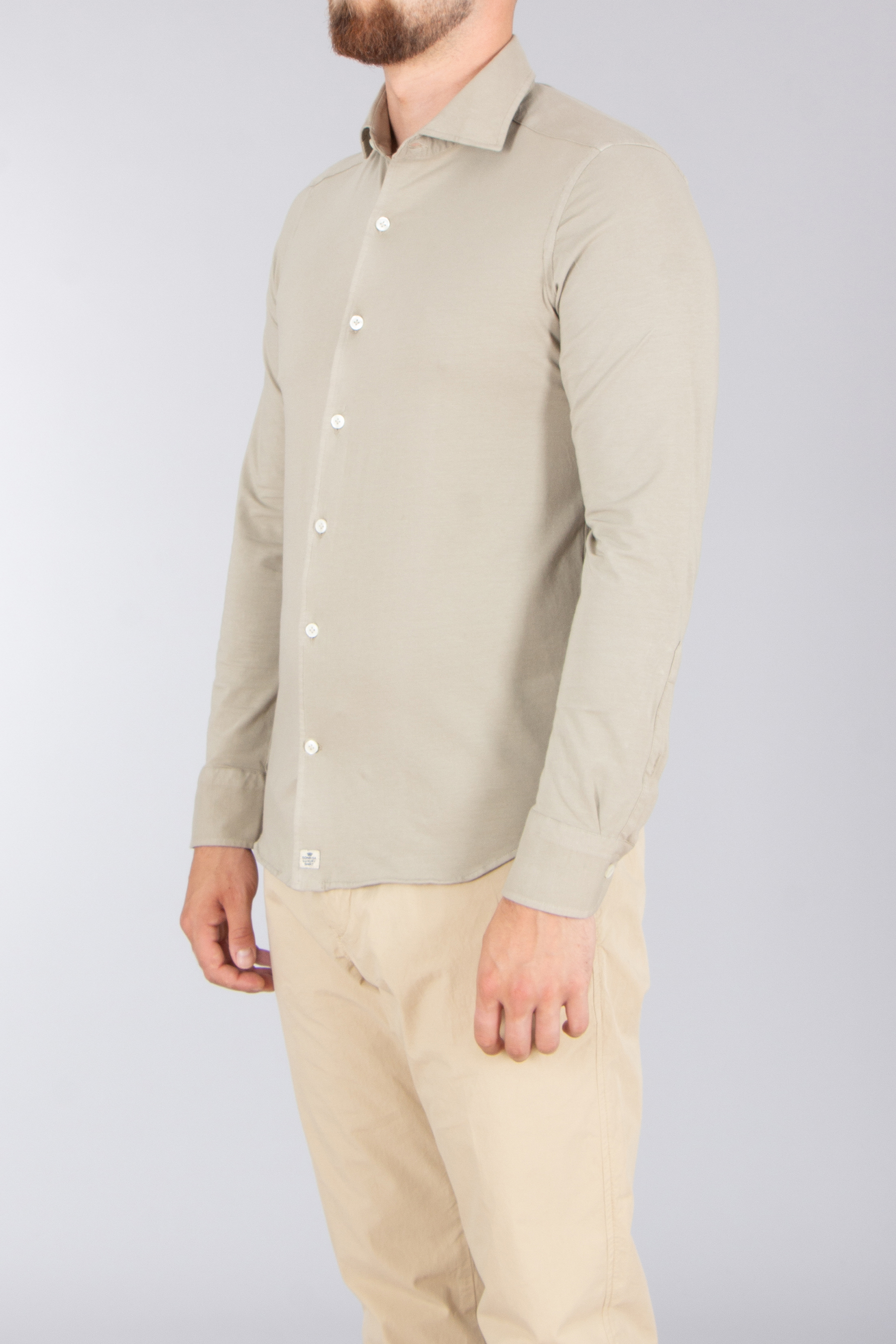 SONRISA Slim Fit Stretch Cotton Jersey Shirt Hemd, Langarm, Leinen, Kleid, Hemd, Person