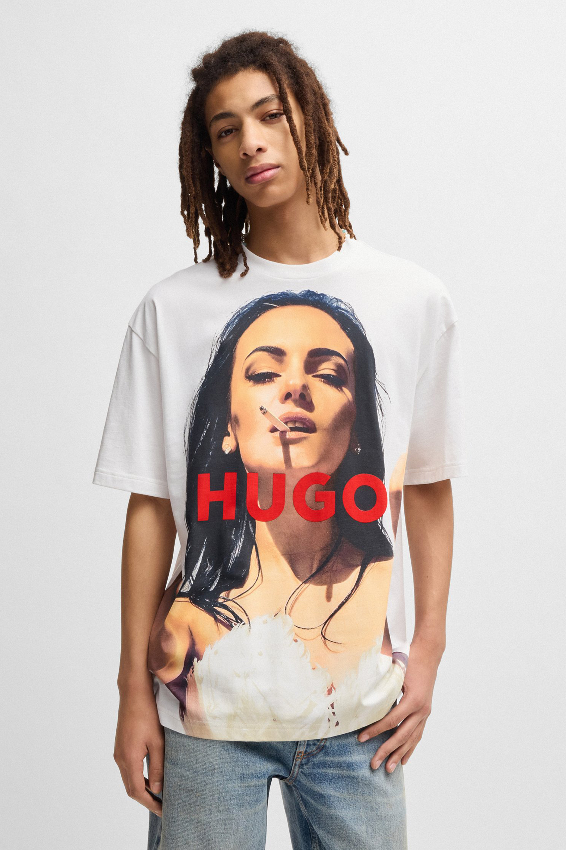 HUGO Oversized Printed Cotton Jersey T-Shirt Duwedie