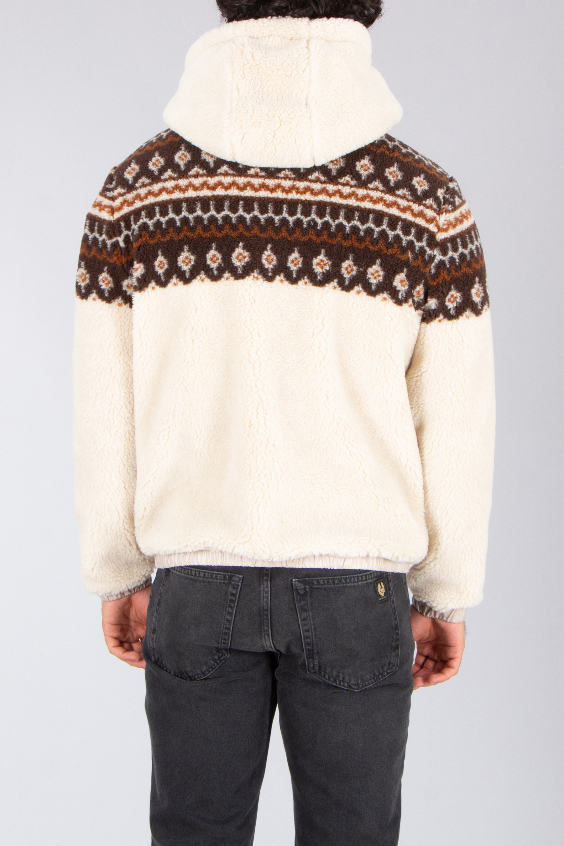 MONCLER Loose Fit Teddy Virgin Wool Blend Jacquard Zip-Up Hoodie Strickwaren, Pullover, Sweatshirt, Jeans, Kapuzenpulli