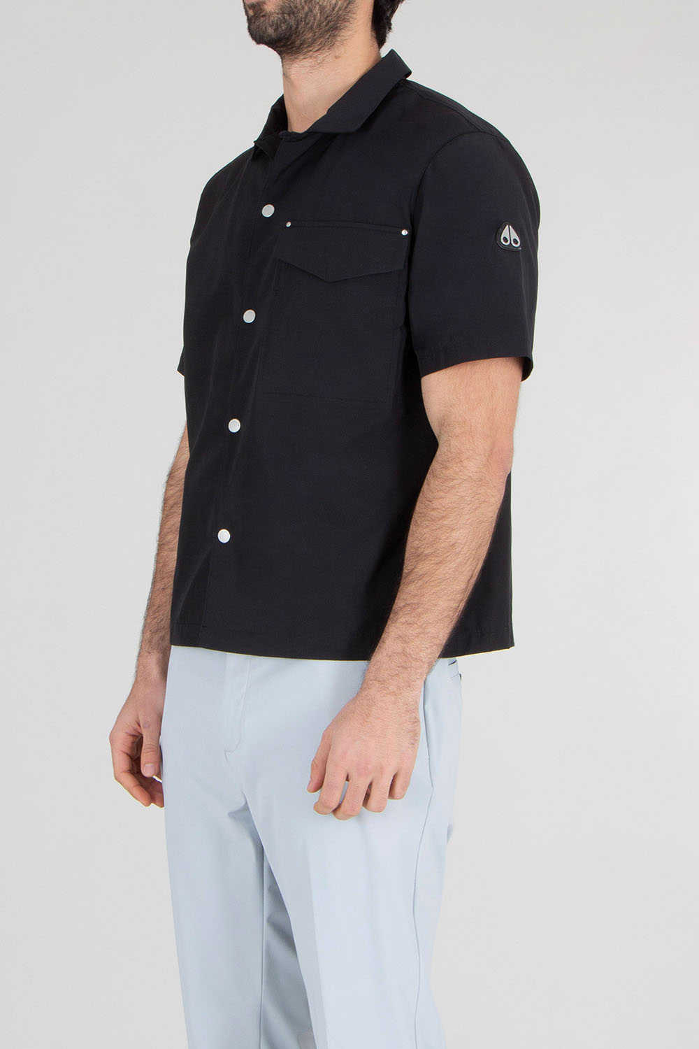 MOOSE KNUCKLES Regular Fit Memory Fabric Short-Sleeve Bowling Shirt Charlesbourg