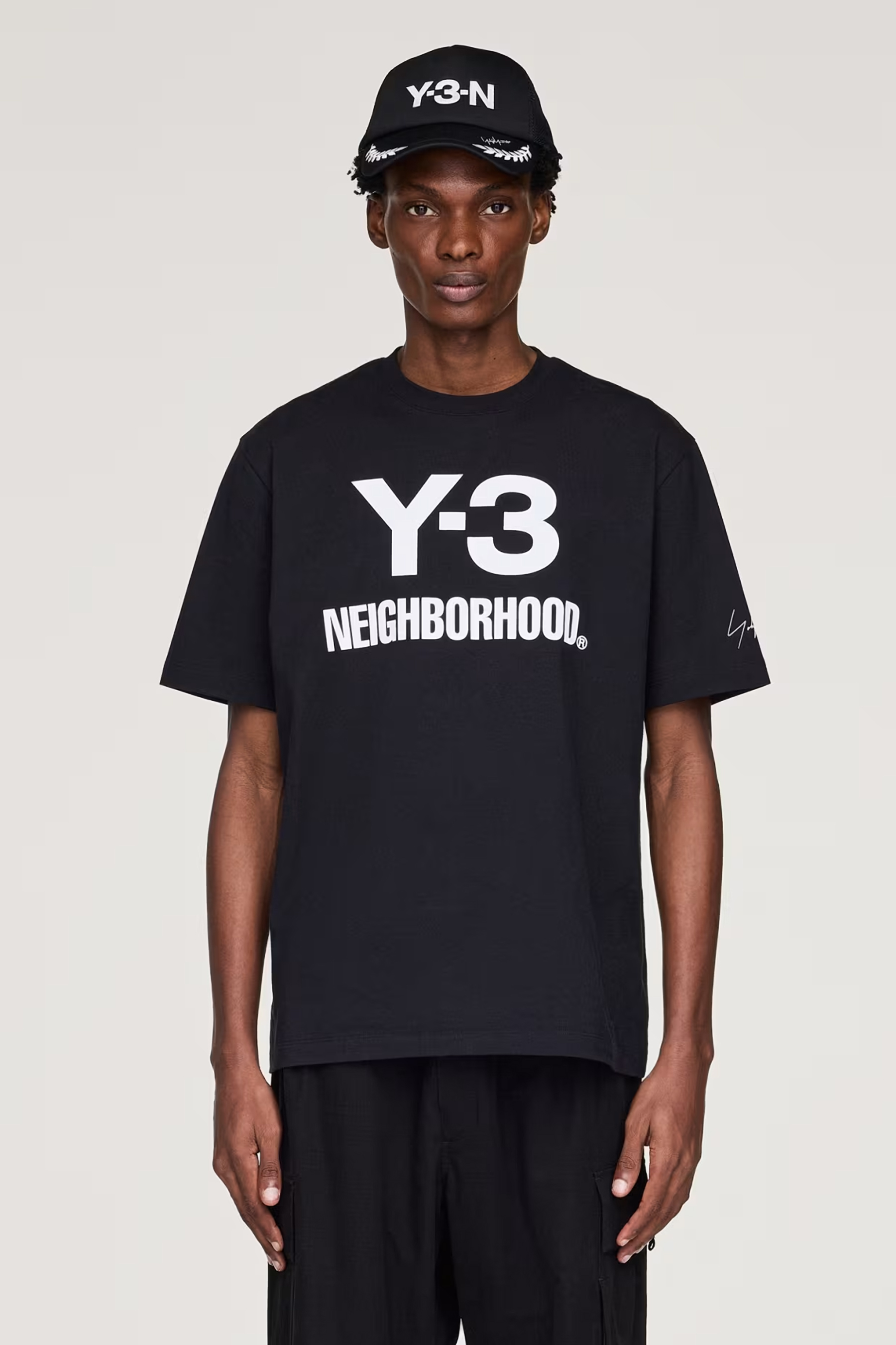 Y-3 x NEIGHBORHOOD Loose Fit Cotton Jersey Logo T-Shirt T-shirt, Hemd, Mütze, Hut, Ärmel