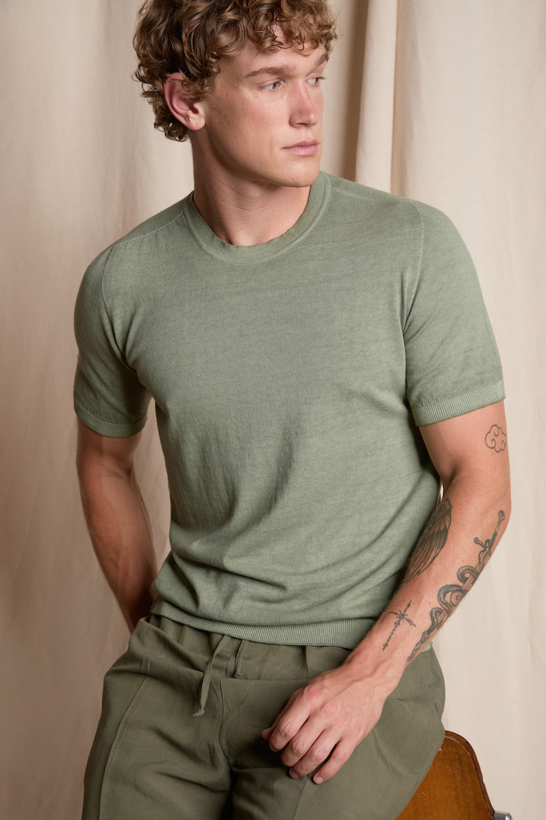 AROVESCIO Regular Fit Cotton Knit T-Shirt