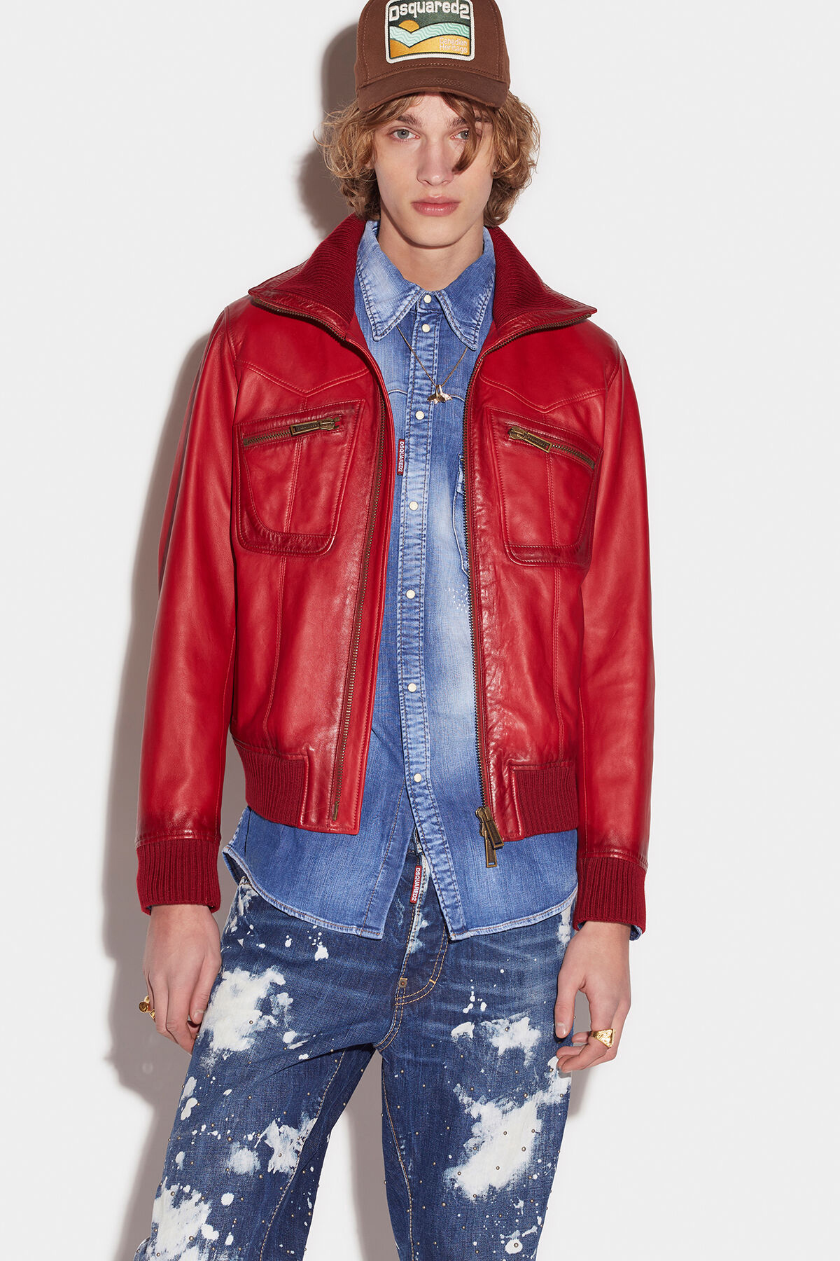 DSQUARED2 New Aviator Leather Bomber Jacket DSQUARED2 New Aviator Leather Bomber Jacket