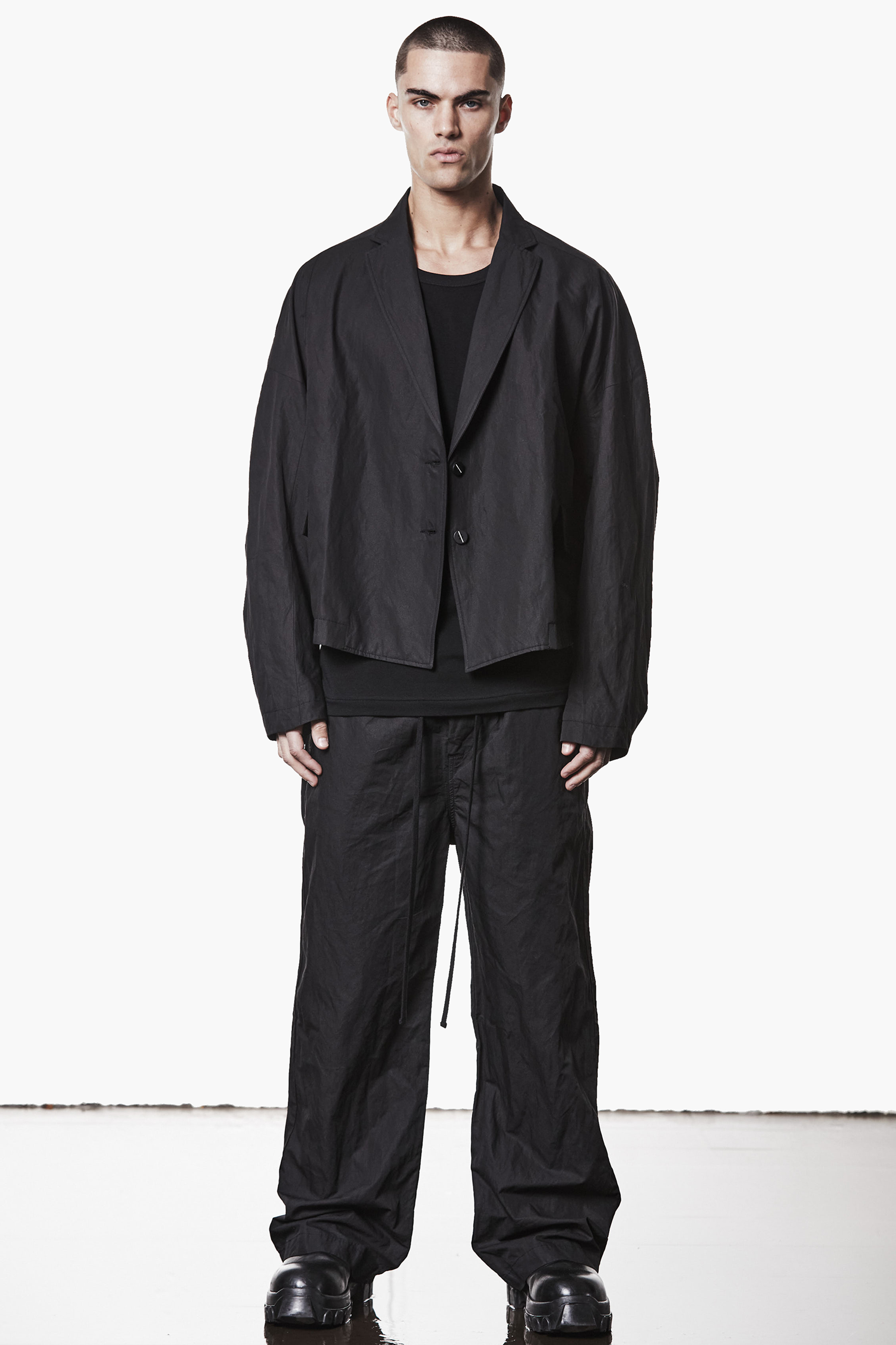 THOM KROM Wide Leg Metallised Cotton Blend Pants Mantel, Jacke, Blazer, Anzug, Person