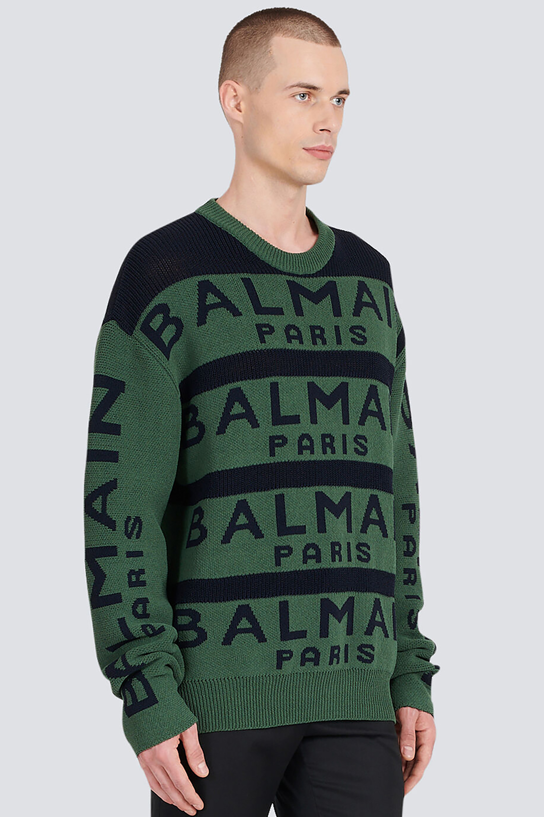 BALMAIN Striped Logo Knit Sweater BALMAIN Striped Logo Knit Sweater