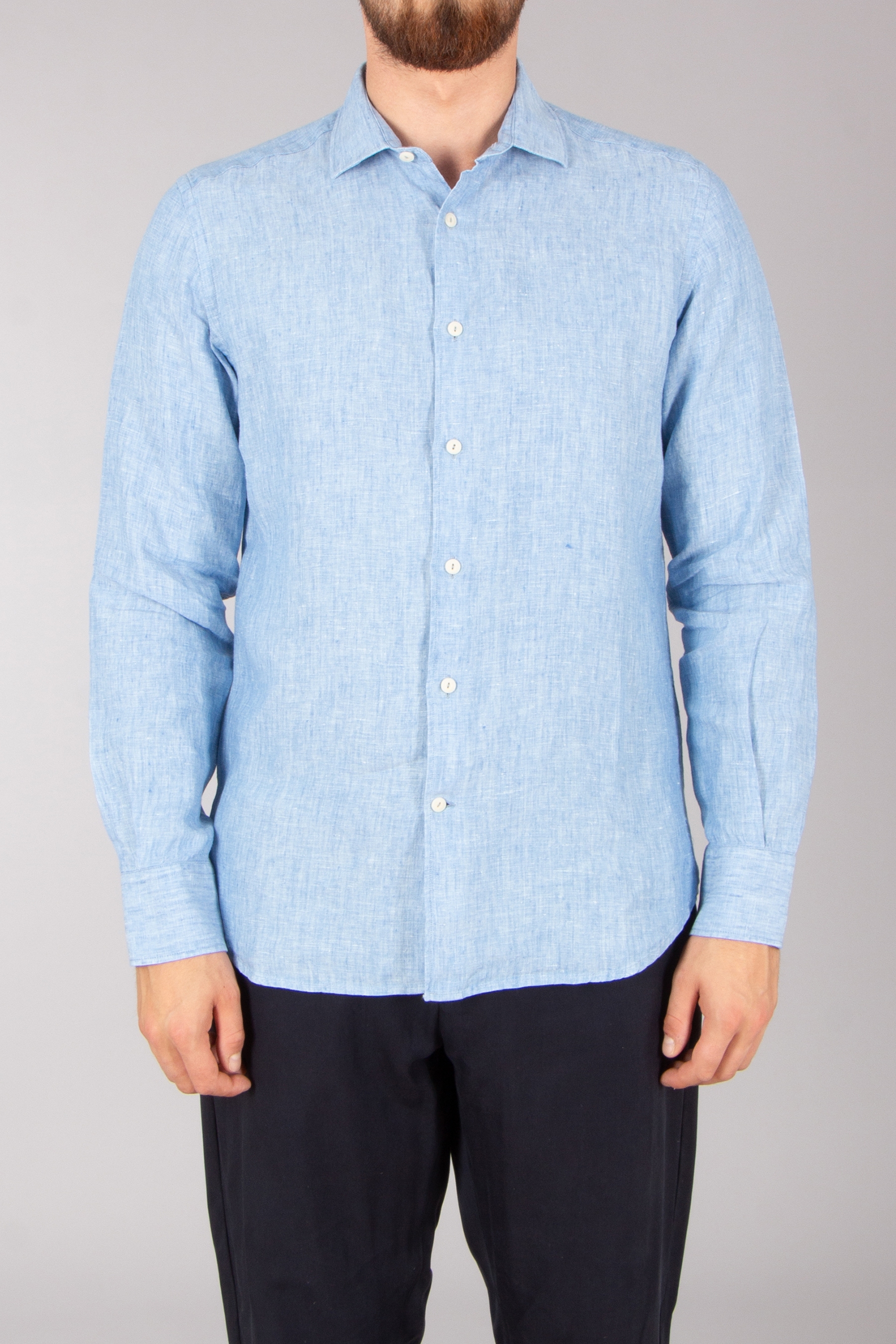 MC 2 SAINT BARTH Regular Fit Linen Denim Light Shirt Pamplona