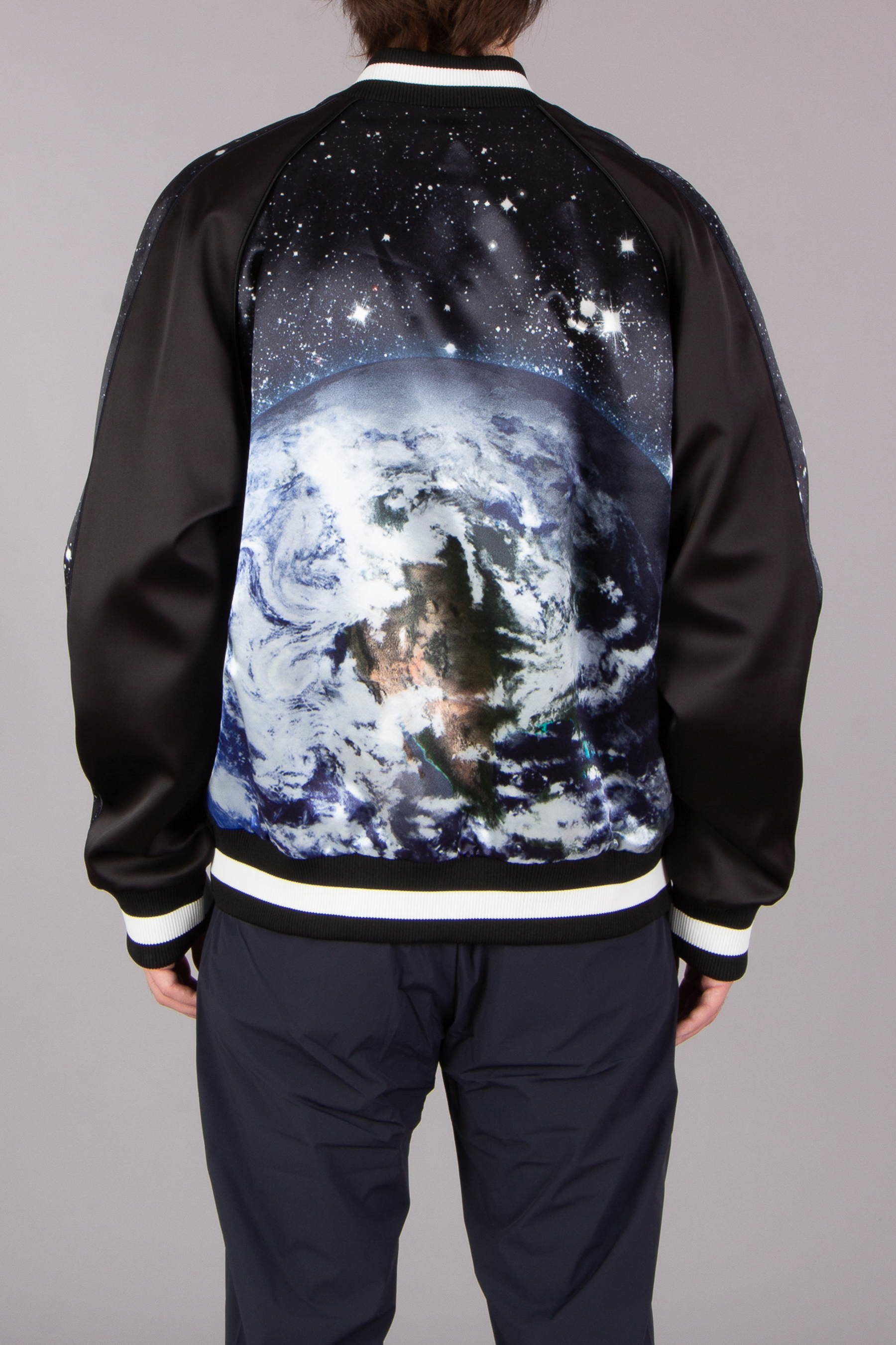 BALMAIN Classic Fit Printed Satin Bomber Jacket BALMAIN Classic Fit Printed Satin Bomber Jacket
