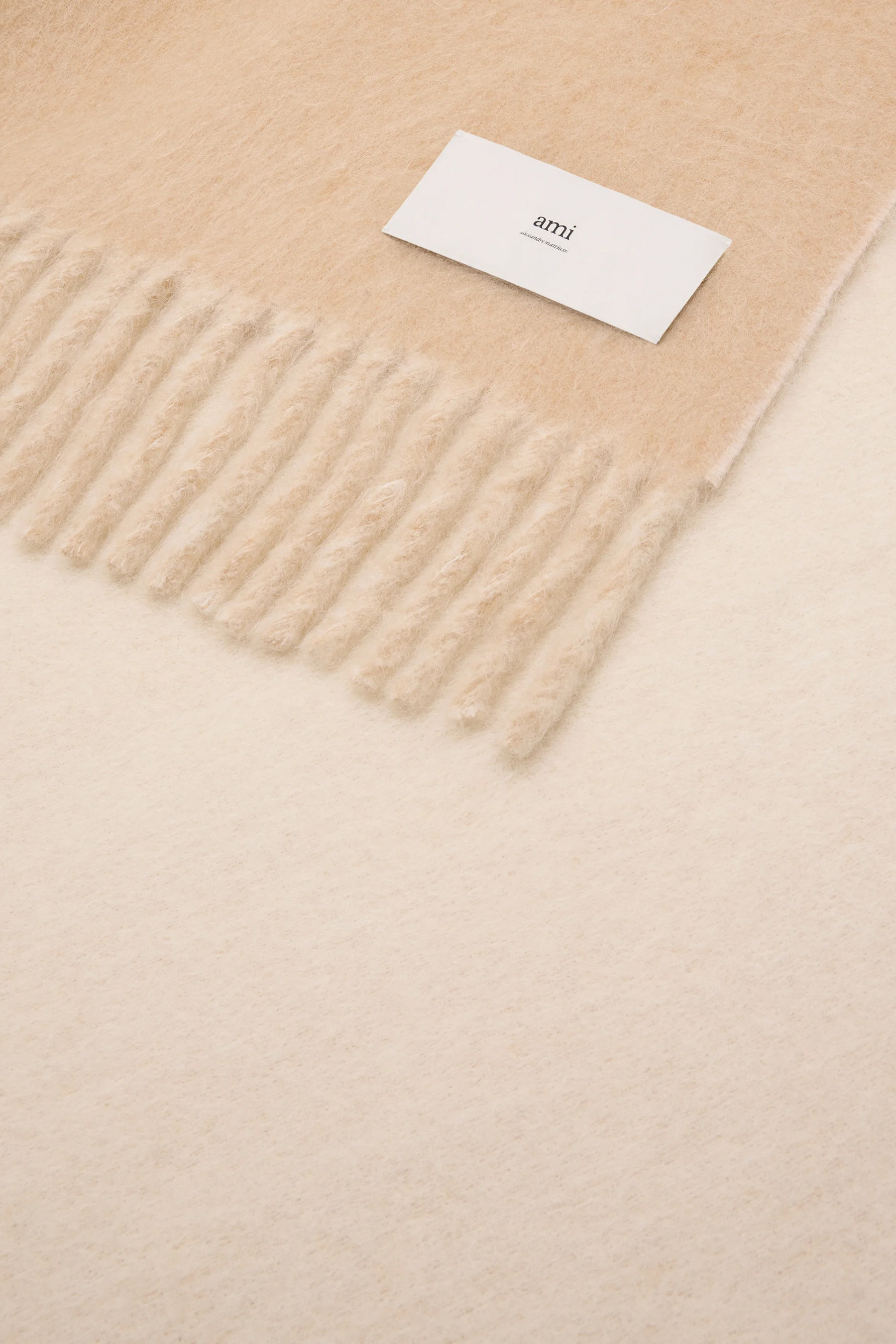 AMI PARIS Bicolor Double Sided Wool-Alpaca-Mohair Blend Blanket