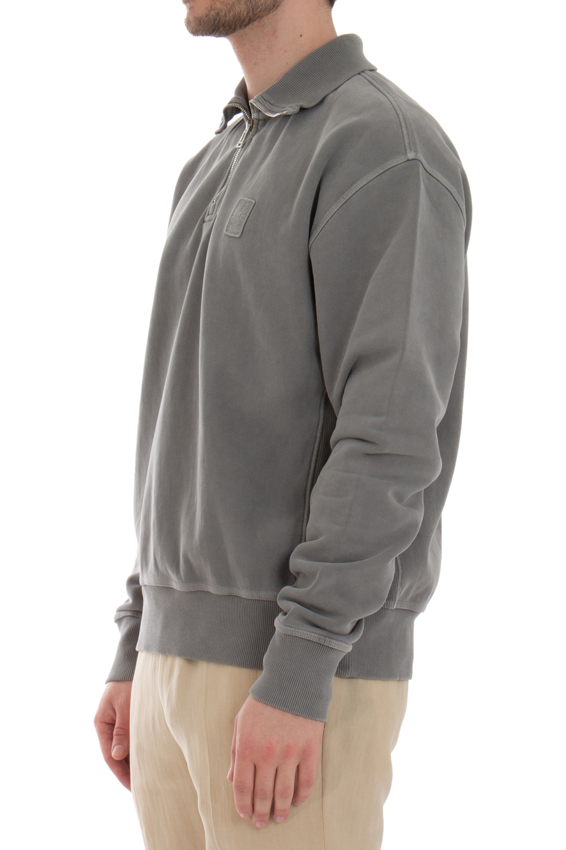 BELSTAFF Cotton Fleece Sweatshirt Mineral Outliner