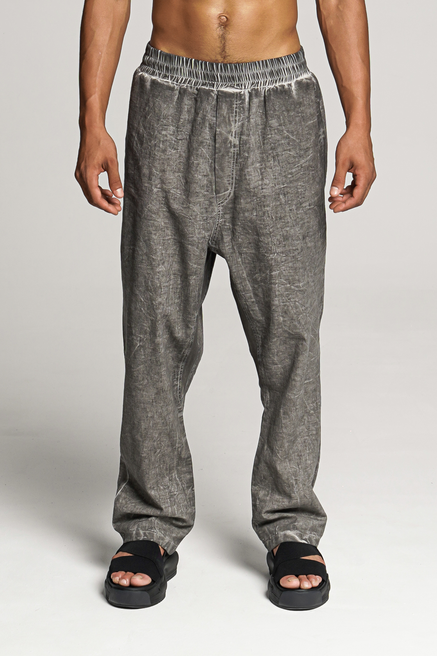 RE:VOLVER ATELIER Drop Crotch Cotton-Linen Blend Pants