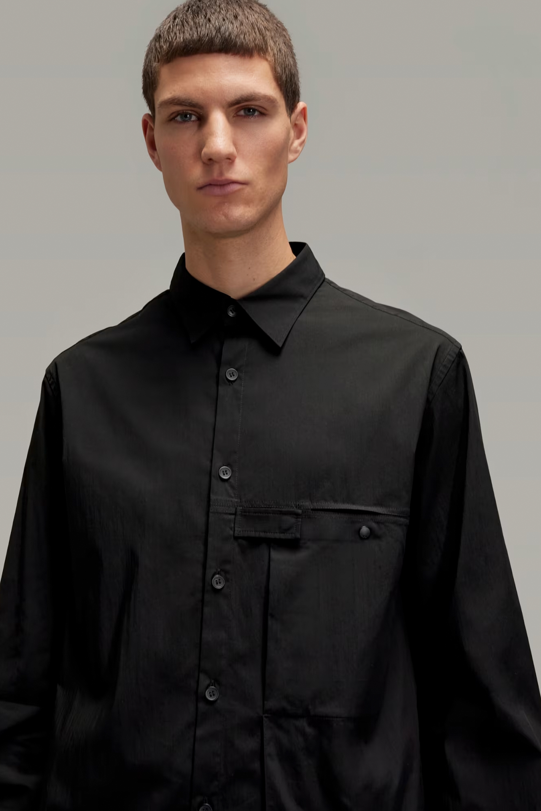 Y-3 Pleated Cotton-Nylon Stretch Shirt Y-3 Pleated Cotton-Nylon Stretch Shirt