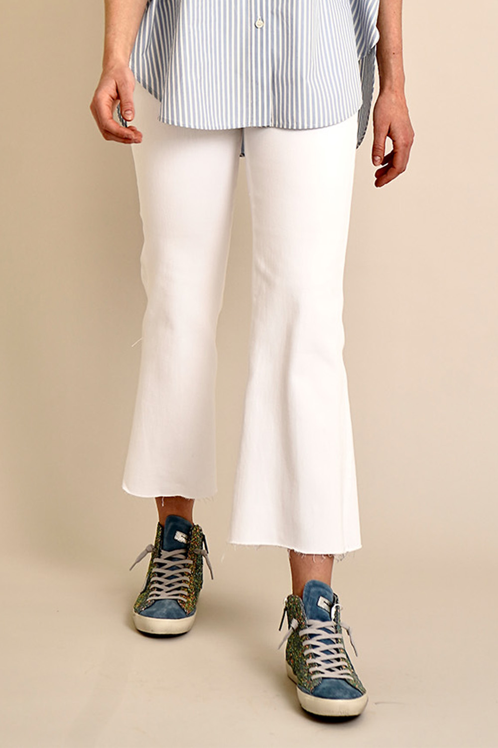 7 FOR ALL MANKIND Cropped Flared Cotton mix Denim Jeans Dojo