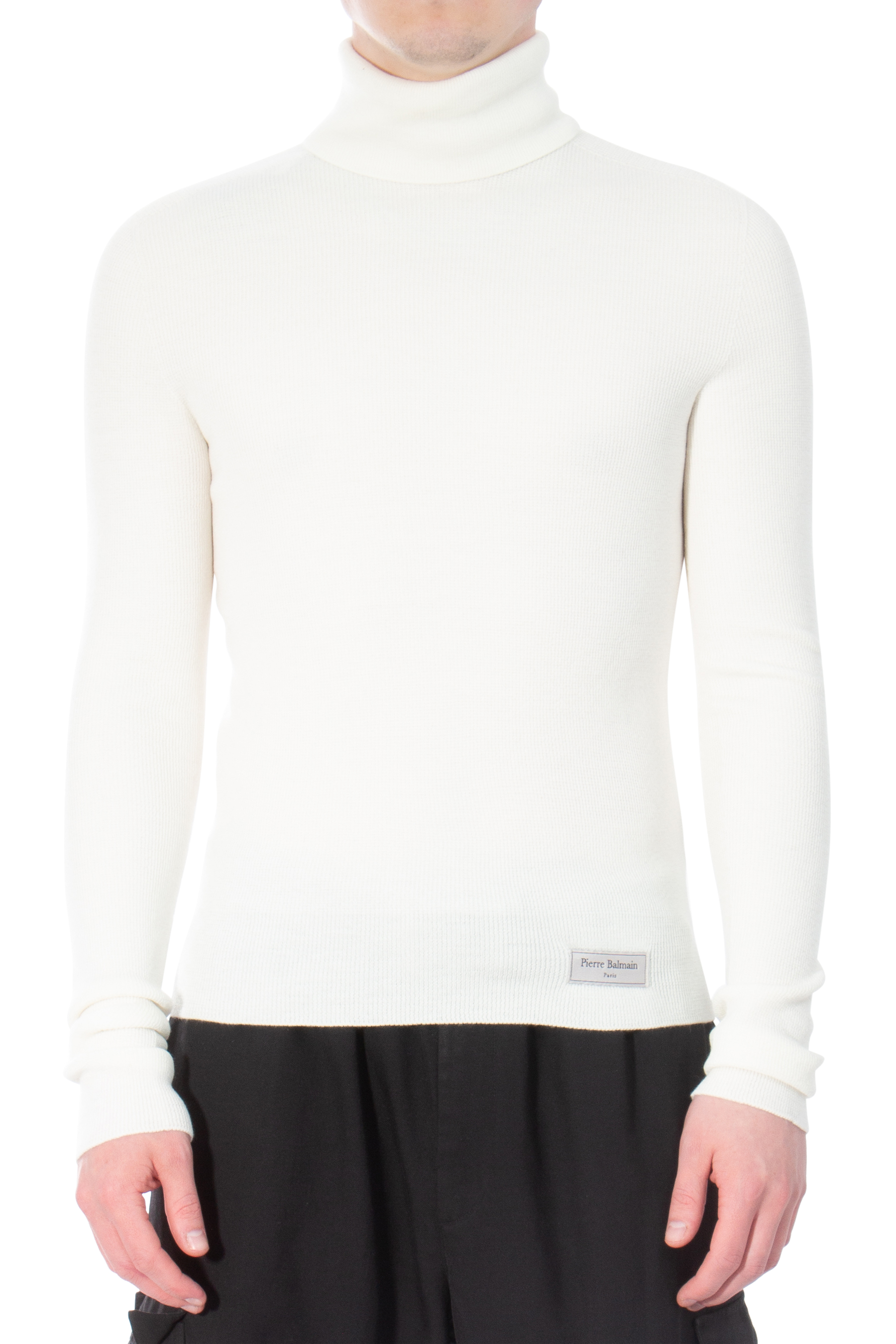 BALMAIN Slim Fit Extra Fine Wool Turtleneck Sweater