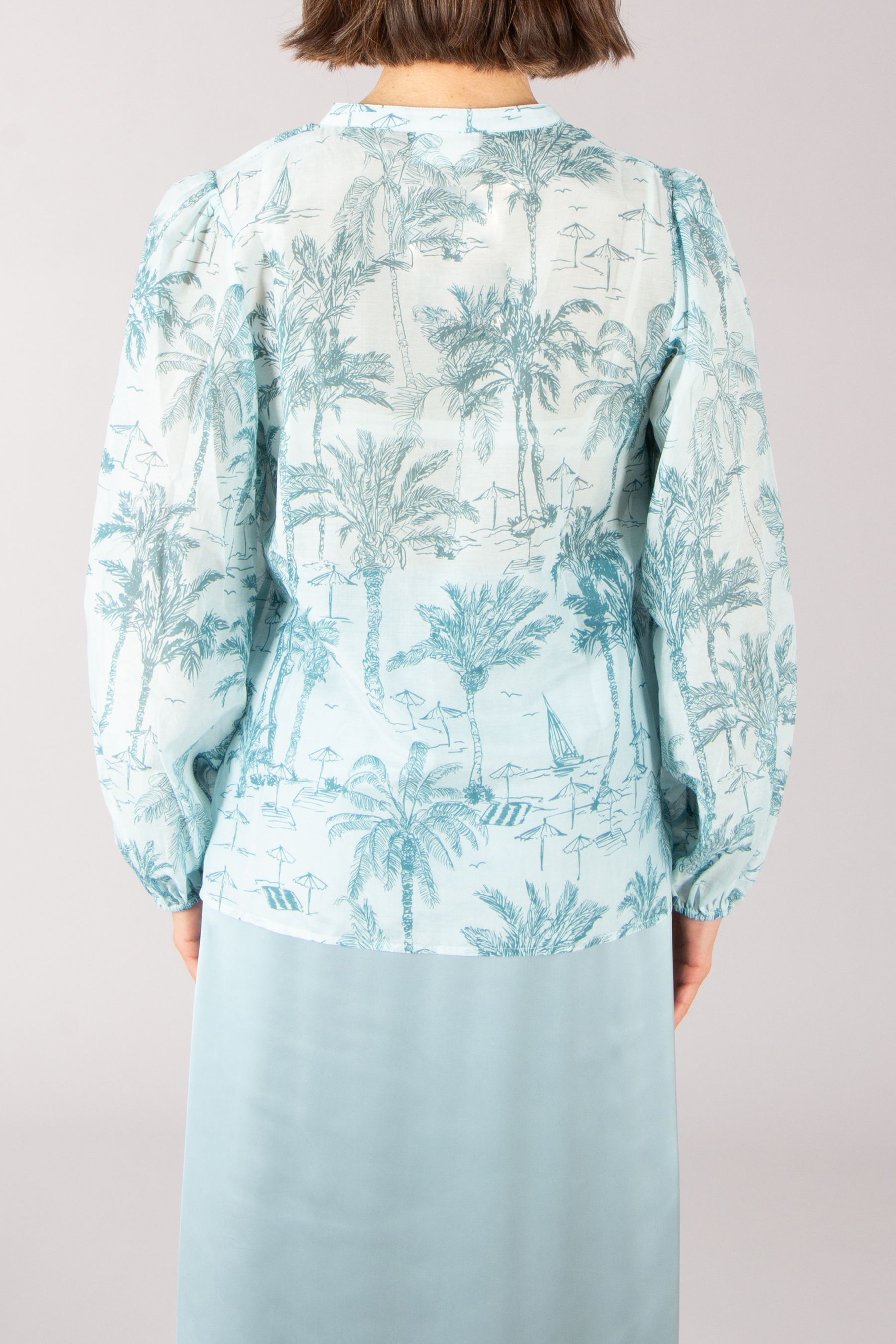 MC 2 SAINT BARTH Oversized Saint Beach Print Cotton-Silk Voile Blouse Harper MC 2 SAINT BARTH Oversized Saint Beach Print Cotton-Silk Voile Blouse Harper