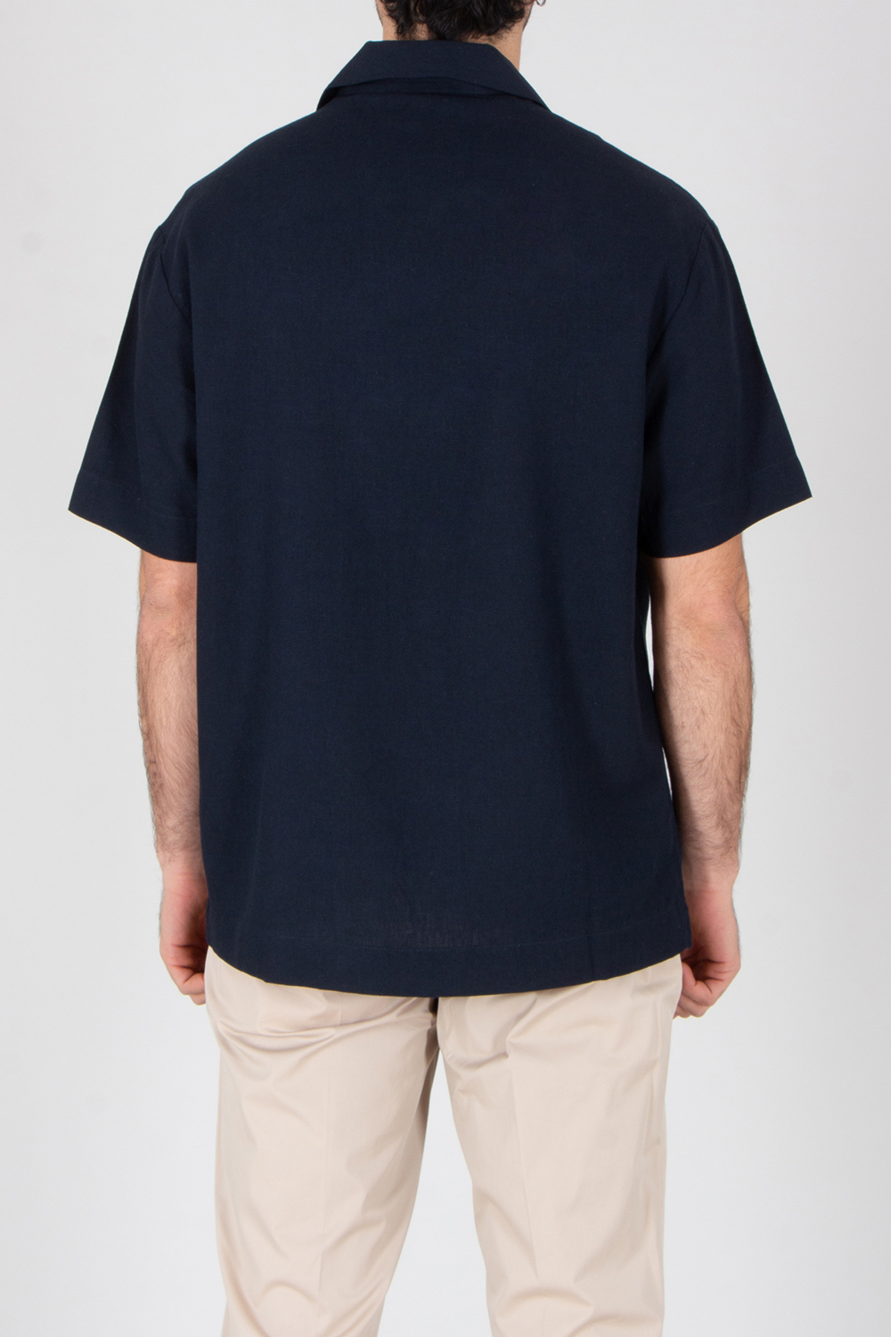 EMPORIO ARMANI Relaxed Fit Linen Blend Beachwear Short-Sleeve Shirt