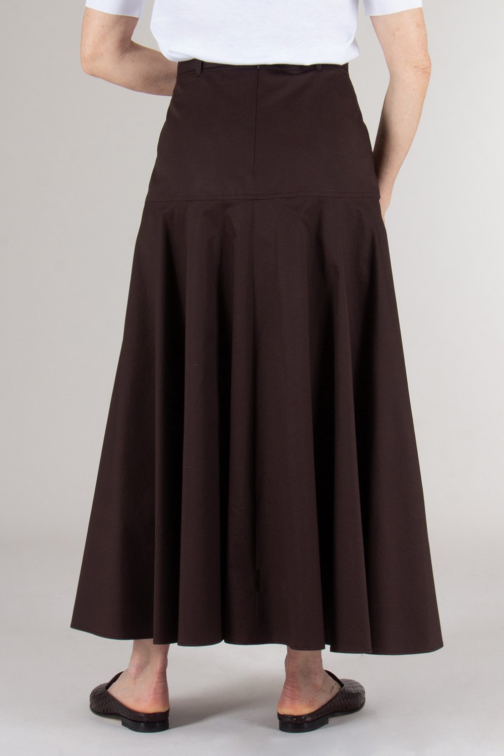 BOSS Flared Belted Cotton Poplin Skirt