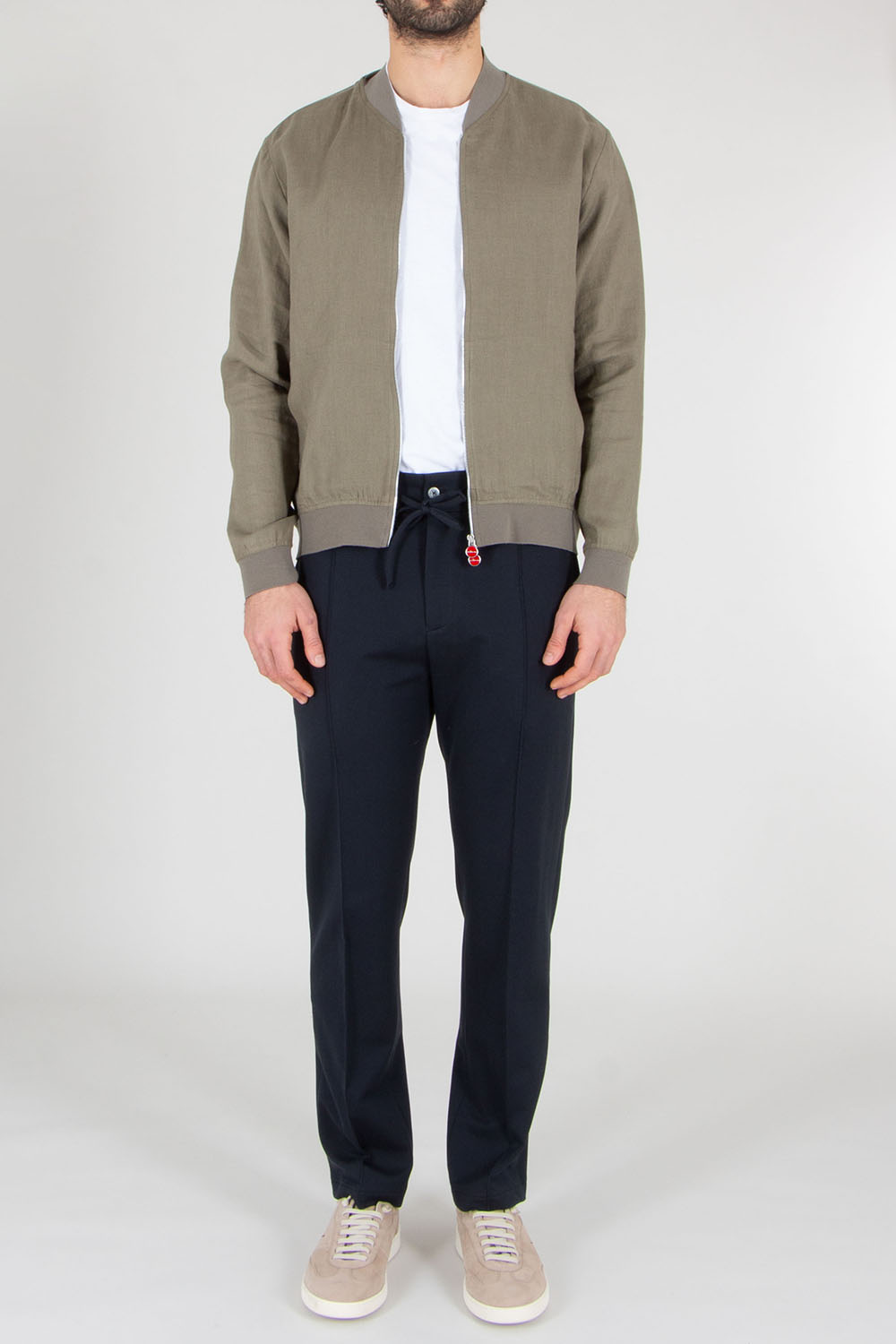 KITON Regular Fit Linen Bomber Jacket