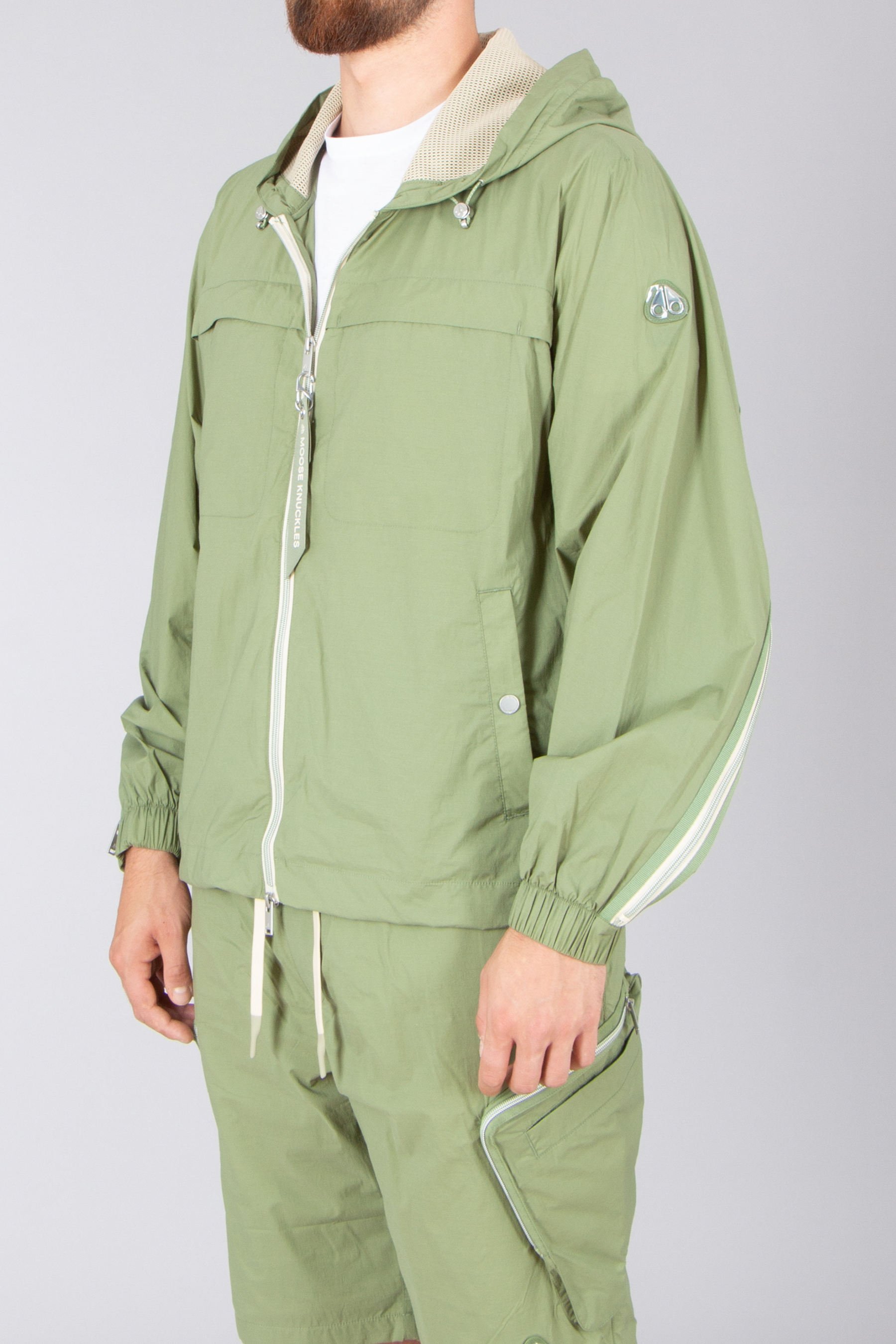 MOOSE KNUCKLES Loose Fit Recyceld Nylon-Cotton Stretch Crinkle Forum Windbreaker Bekleidung, Mantel, Jacke