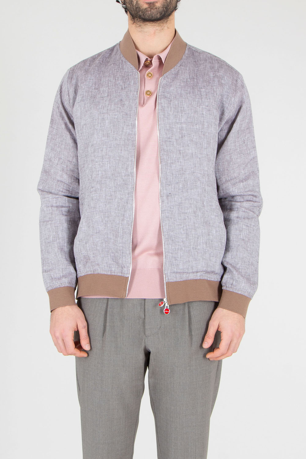 KITON Regular Fit Linen Bomber Jacket