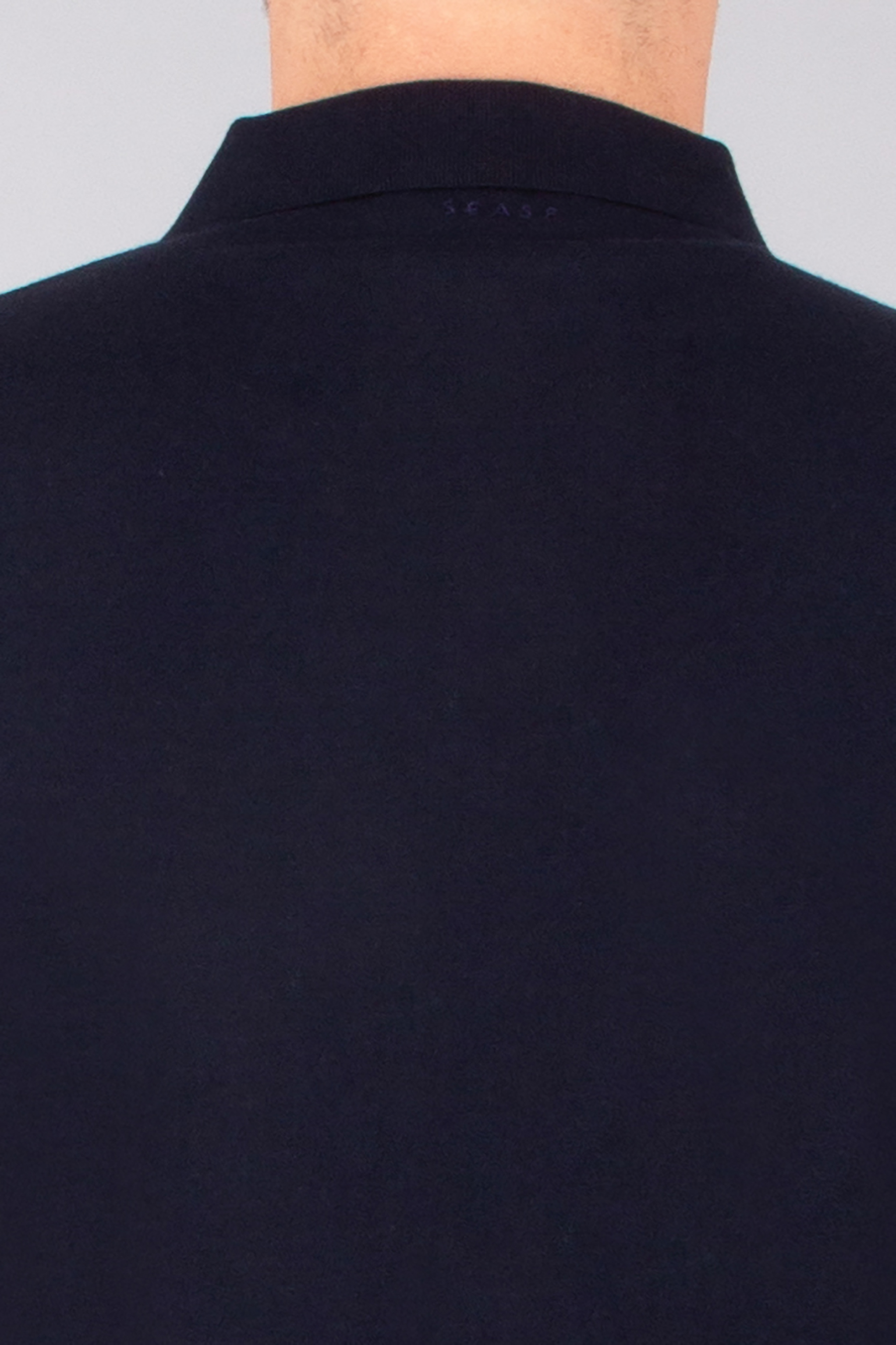 SEASE Regular Fit Cotton Crêpe Knit Polo Loom Mantel, Langarm, Erwachsener, Mann, Person