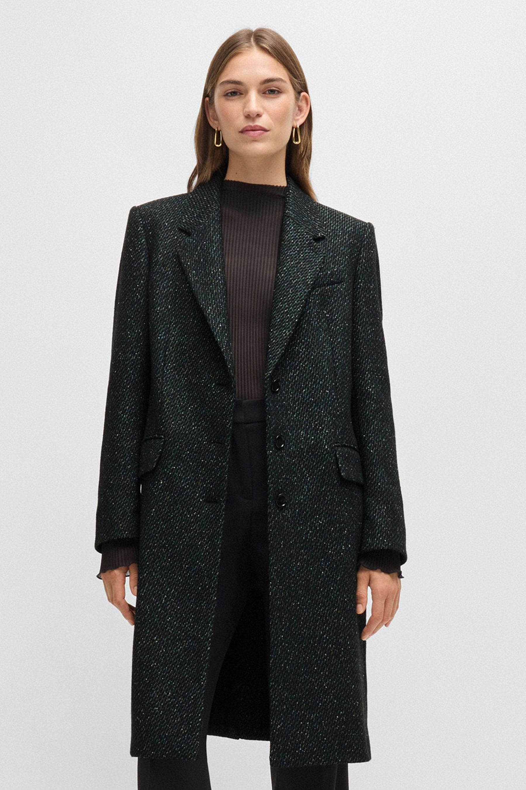 BOSS Structured Wool-Silk Blend Coat Catara BOSS Structured Wool-Silk Blend Coat Catara