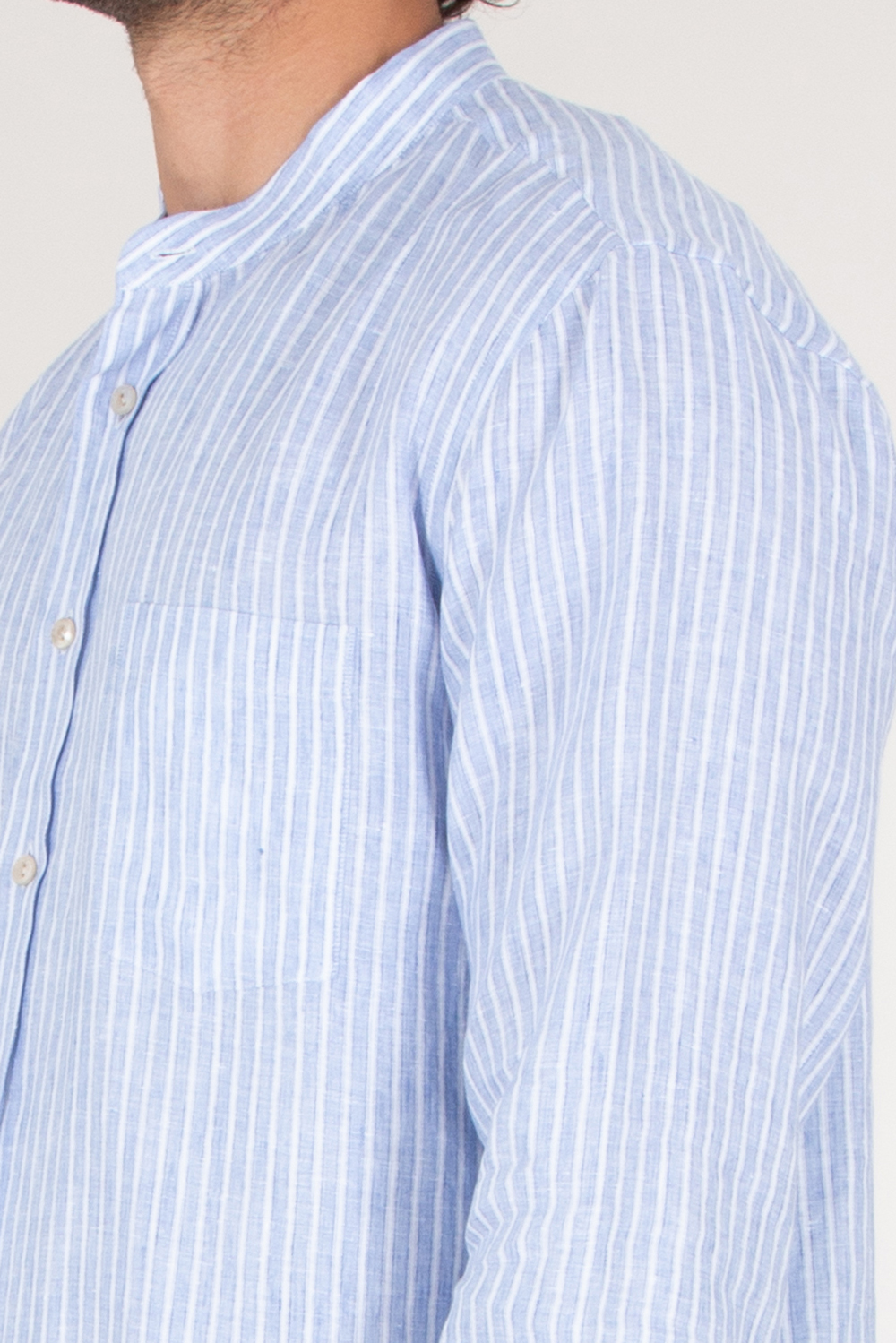 AGNONA Regular Fit Linen Grandpa Shirt