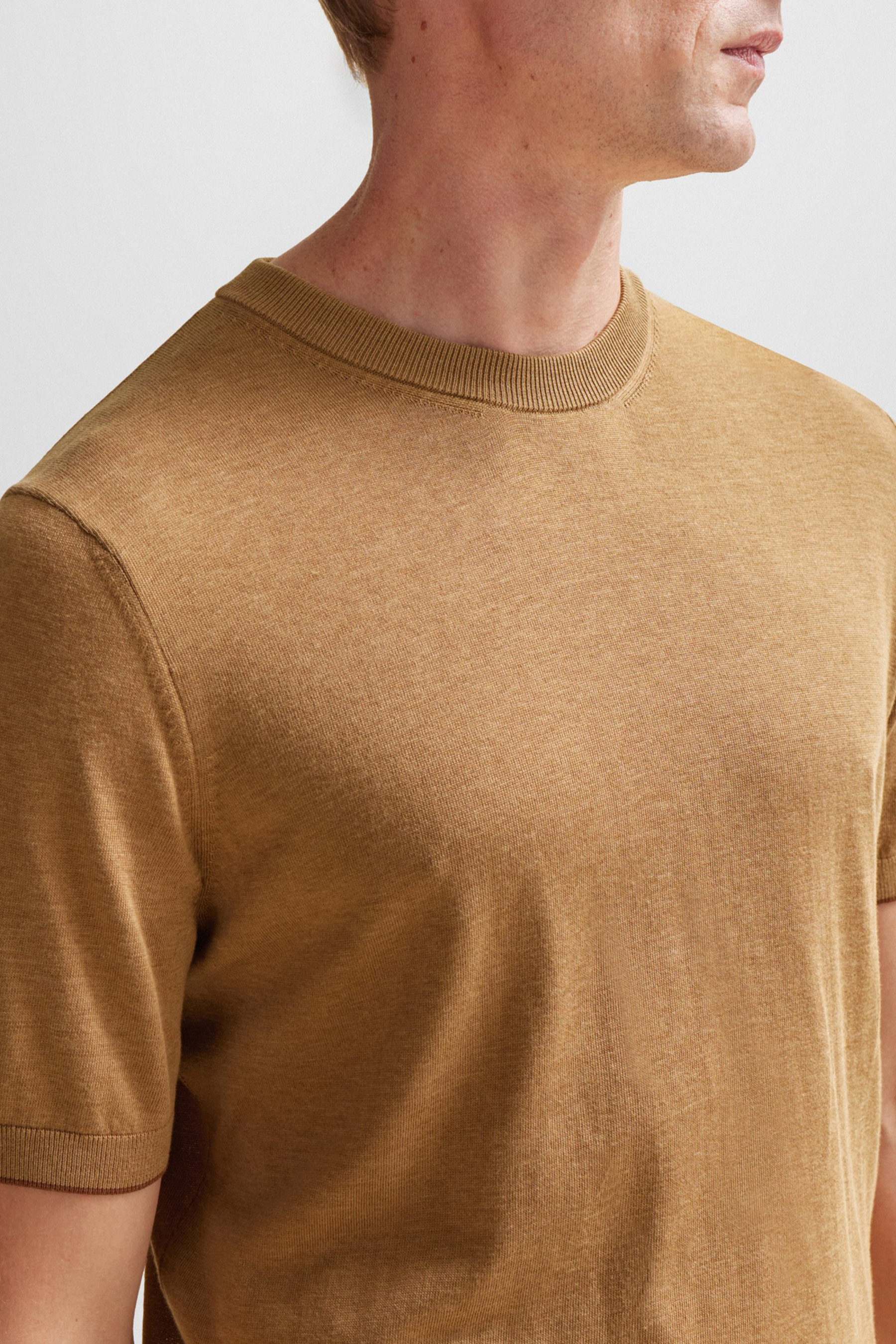 BOSS Short-Sleeve Silk-Cotton Blend Sweater L-Porto BOSS Short-Sleeve Silk-Cotton Blend Sweater L-Porto