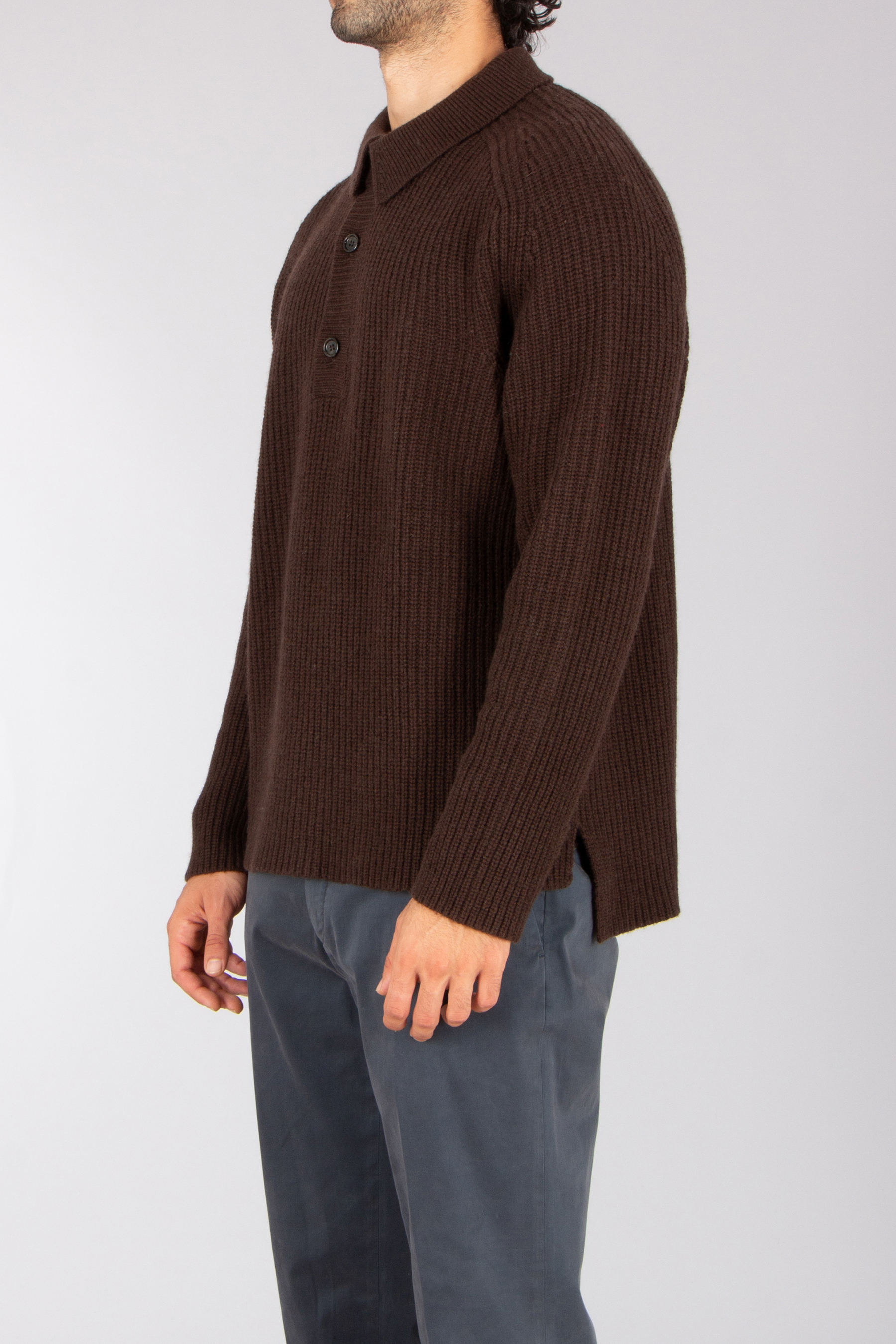 ALLUDE Regular Fit Ribbed Virgin Wool-Cashmere Blend Knit Polo Bekleidung, Strickwaren, Pullover