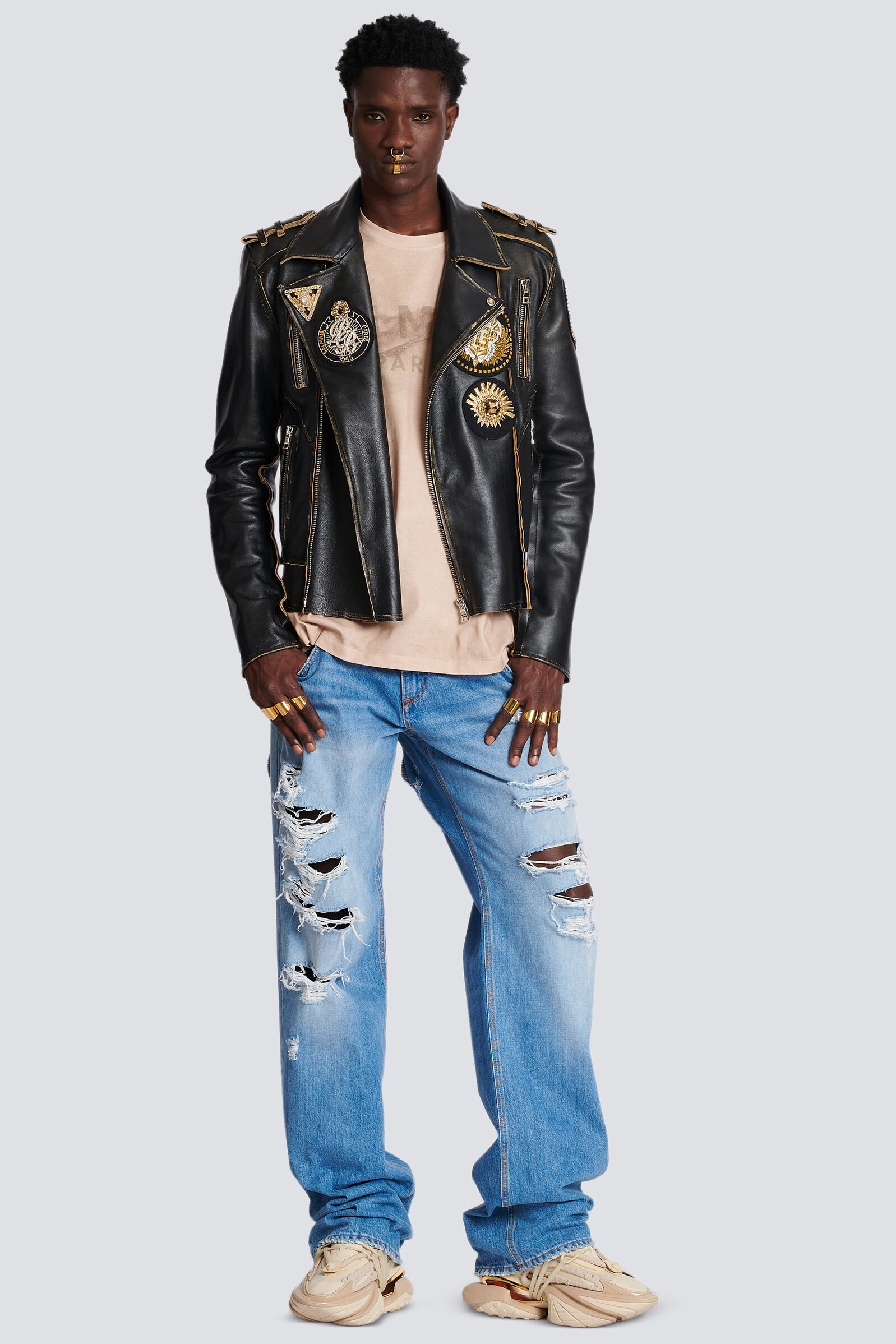 BALMAIN Distressed Cotton Denim Jeans BALMAIN Distressed Cotton Denim Jeans