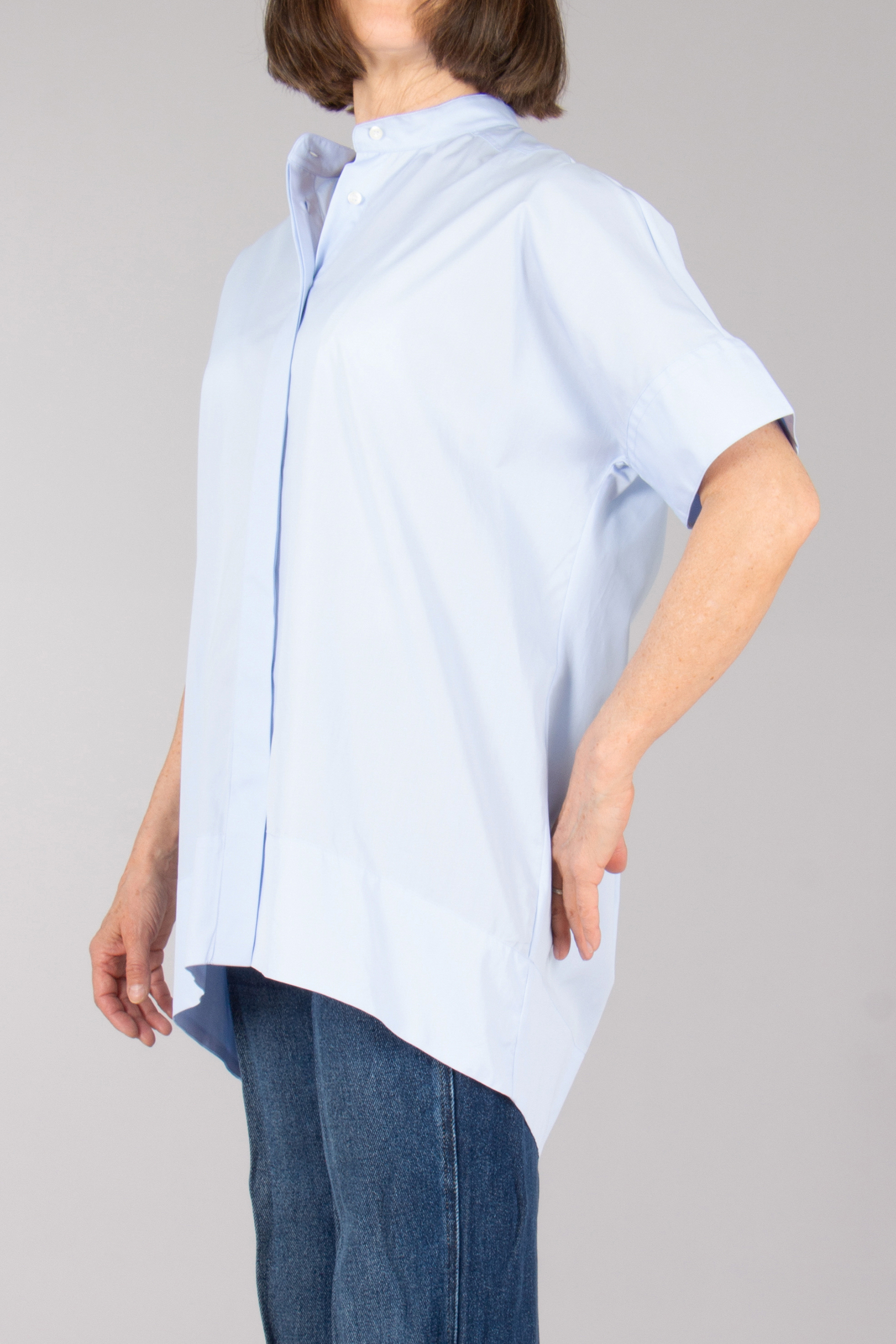 ASPESI Relaxed Fit Cotton Poplin Short-Sleeve Blouse Hemd, Bluse, Mantel, Laborkittel, Jeanshose